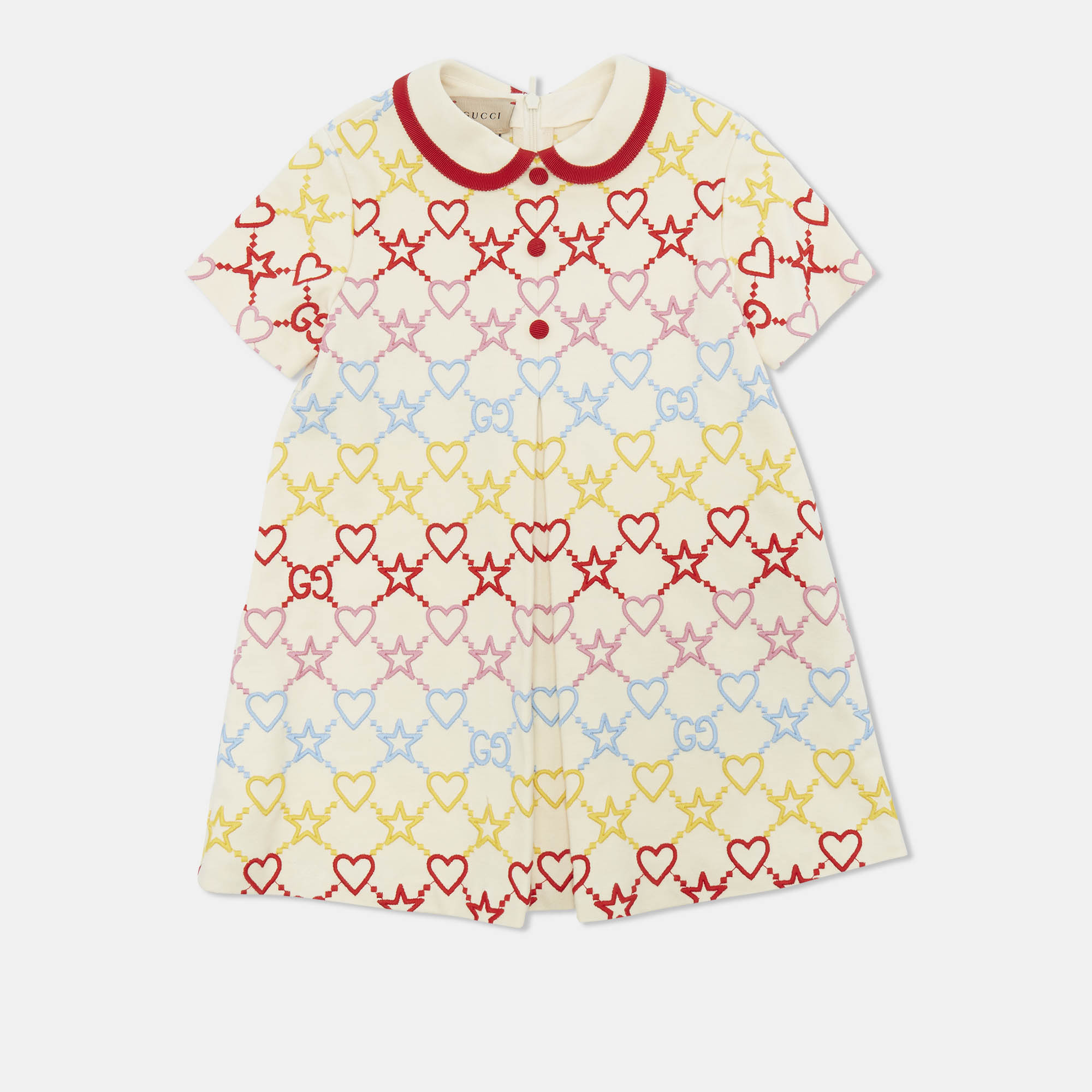

Gucci Cream Heart & Stars Embroidered Knit Dress