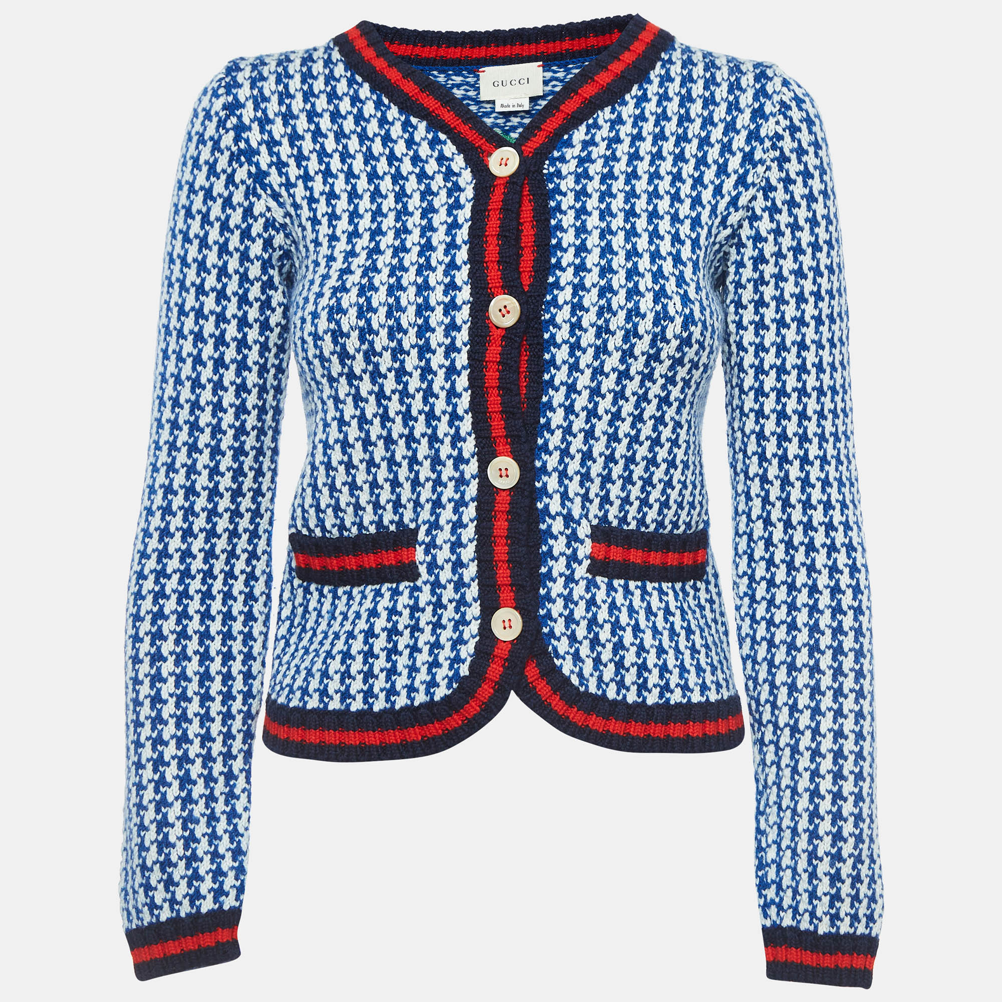 

Gucci Blue/White Patterned Wool Buttoned Cardigan