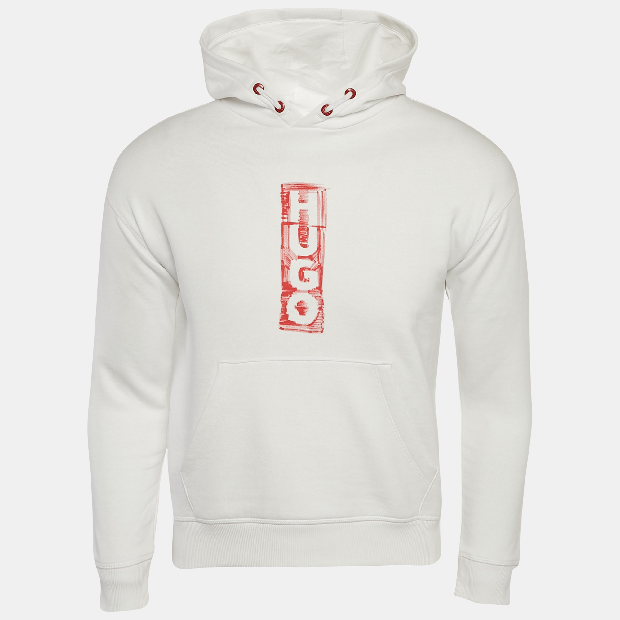 Pre-owned Hugo Boss Kids White Printed Cotton Hoodie 12 Yrs