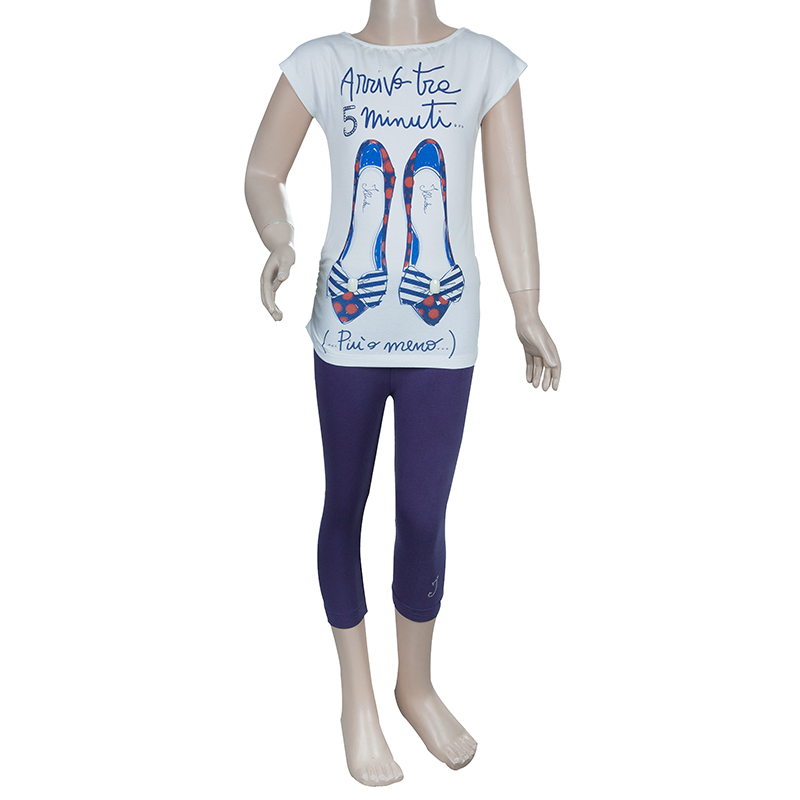 

Illudia White Blue Embellished T-shirt & Legging Set 10 Yrs