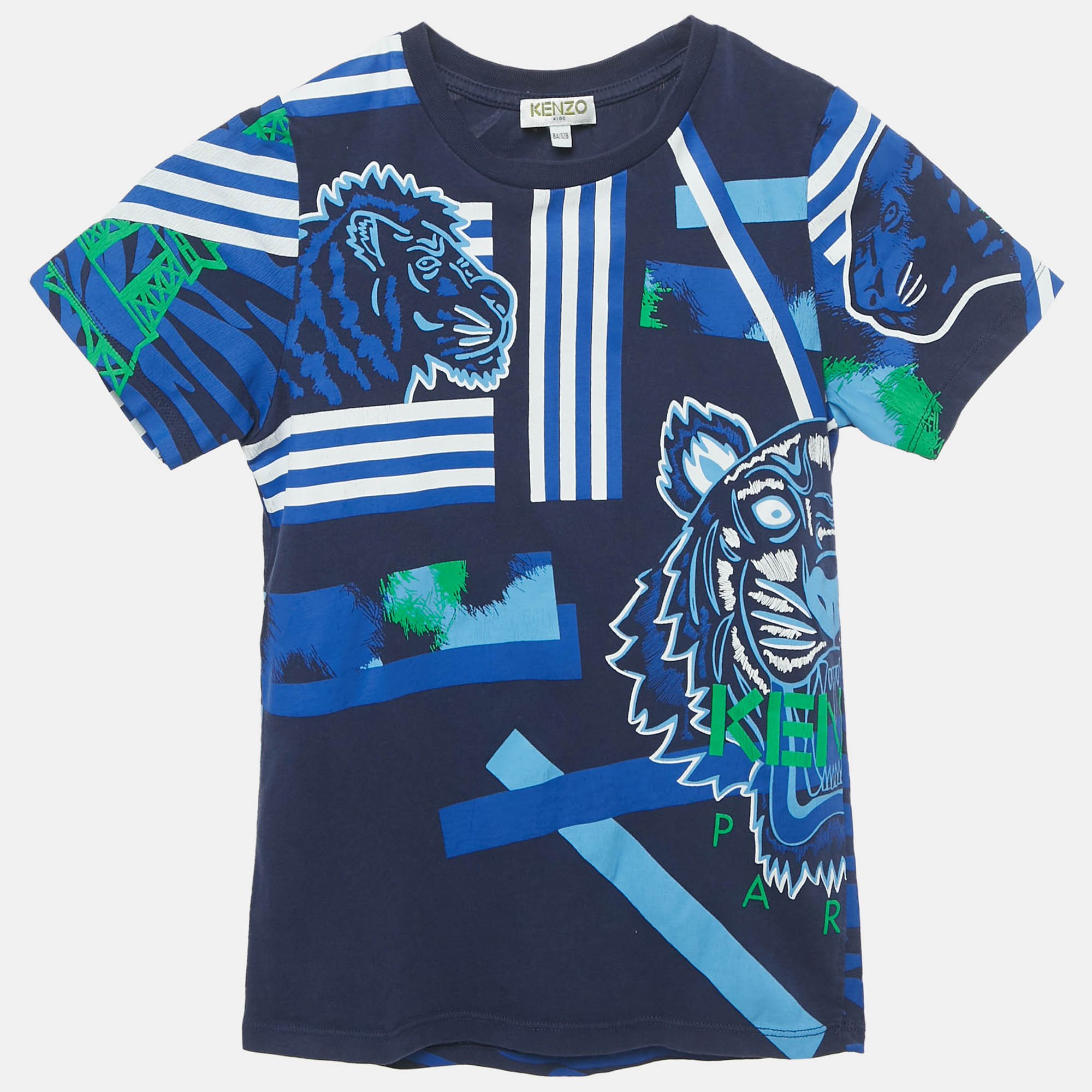 

Kenzo Kids Navy Blue Printed Short Sleeve Cotton T-Shirt 8Yrs