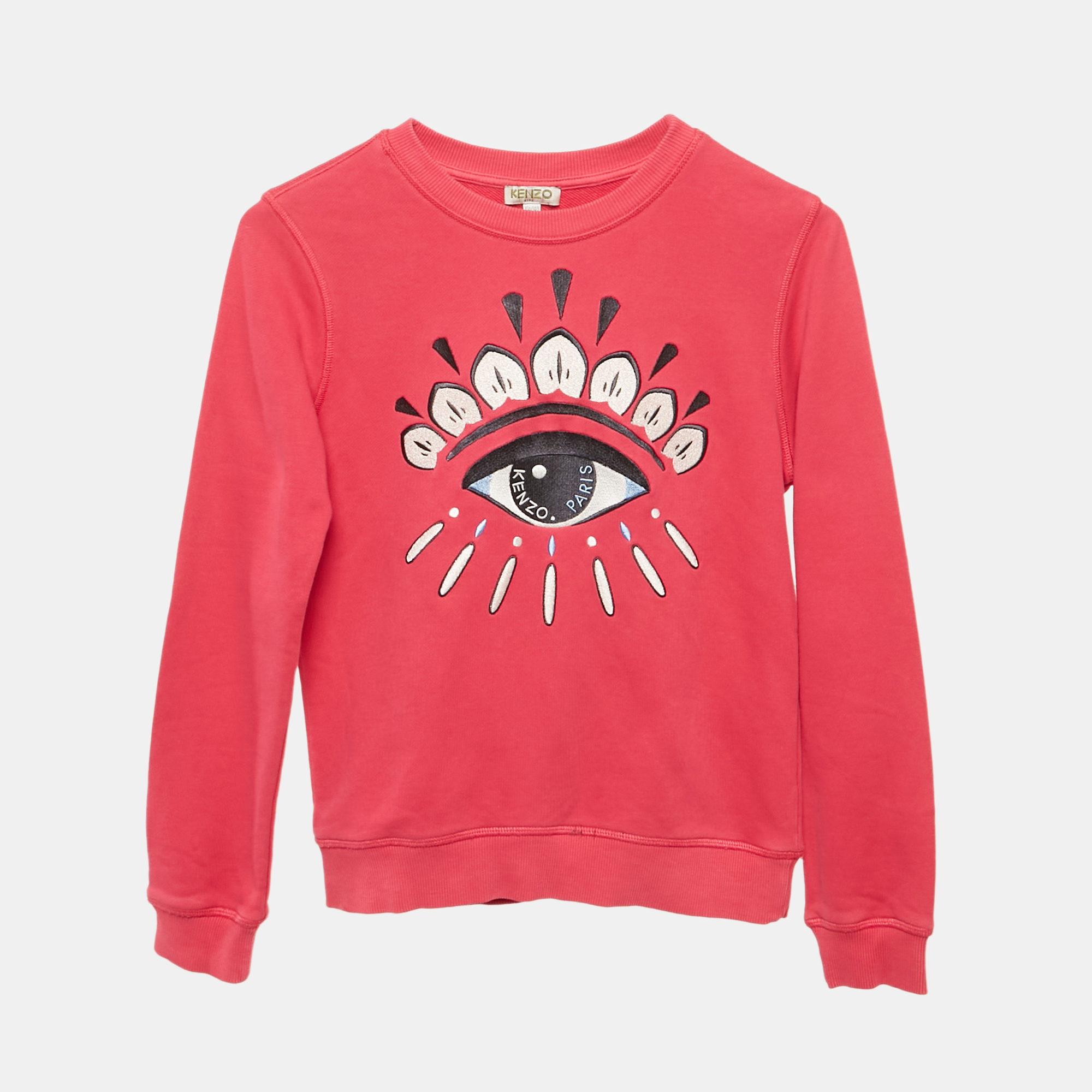 Pre-owned Kenzo Pink Eye Logo Embroidered Cotton Knit Sweatshirt 10 Yrs