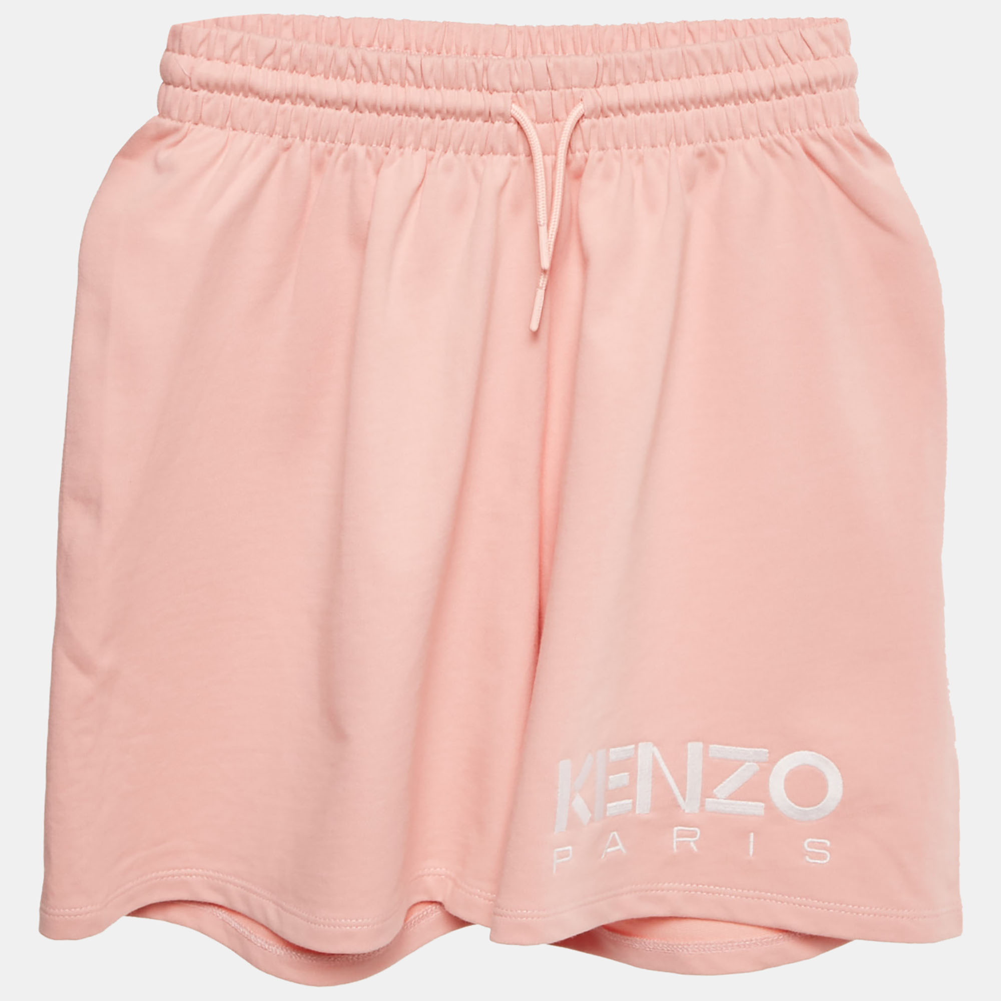 Pre-owned Kenzo Pink Logo Embroidered Cotton Knit Shorts 12 Yrs