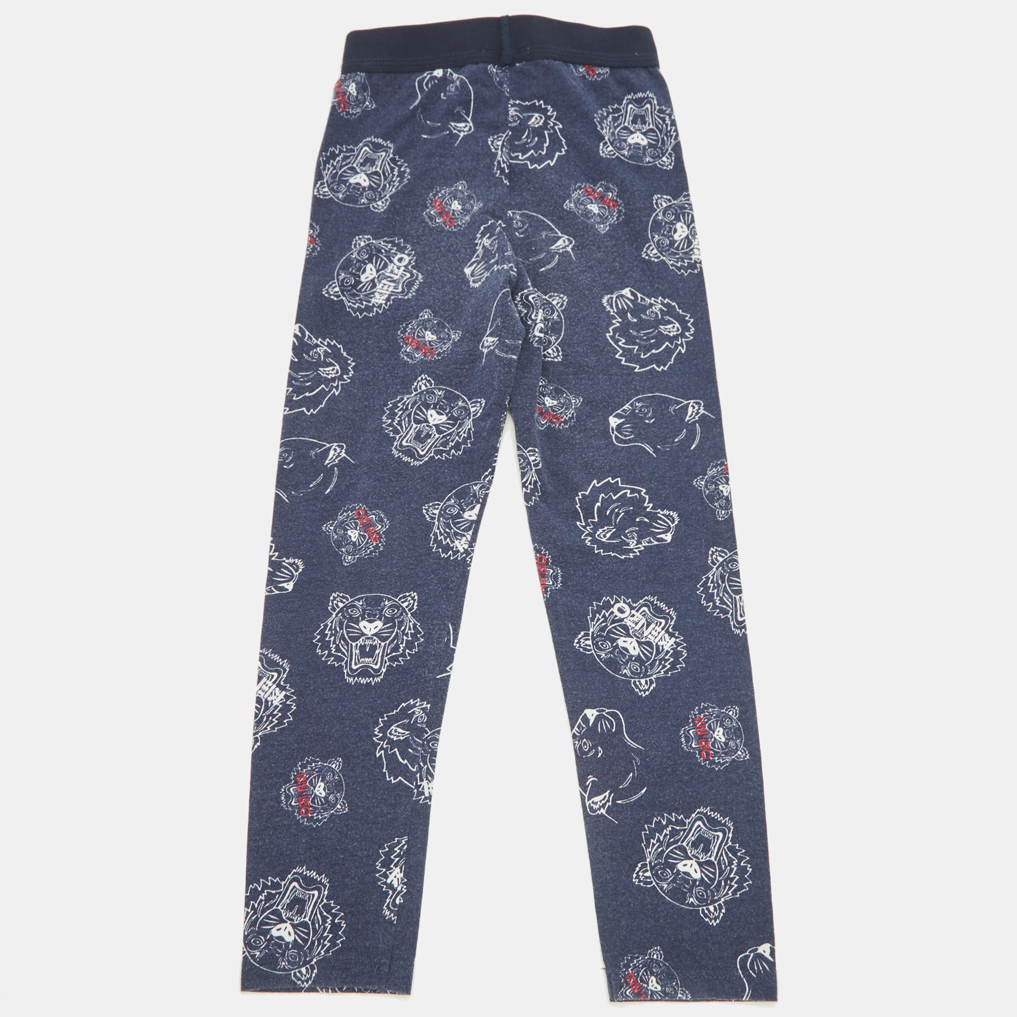 Pre-owned Kenzo Kids Blue Logo Print Jersey Leggings 5yrs