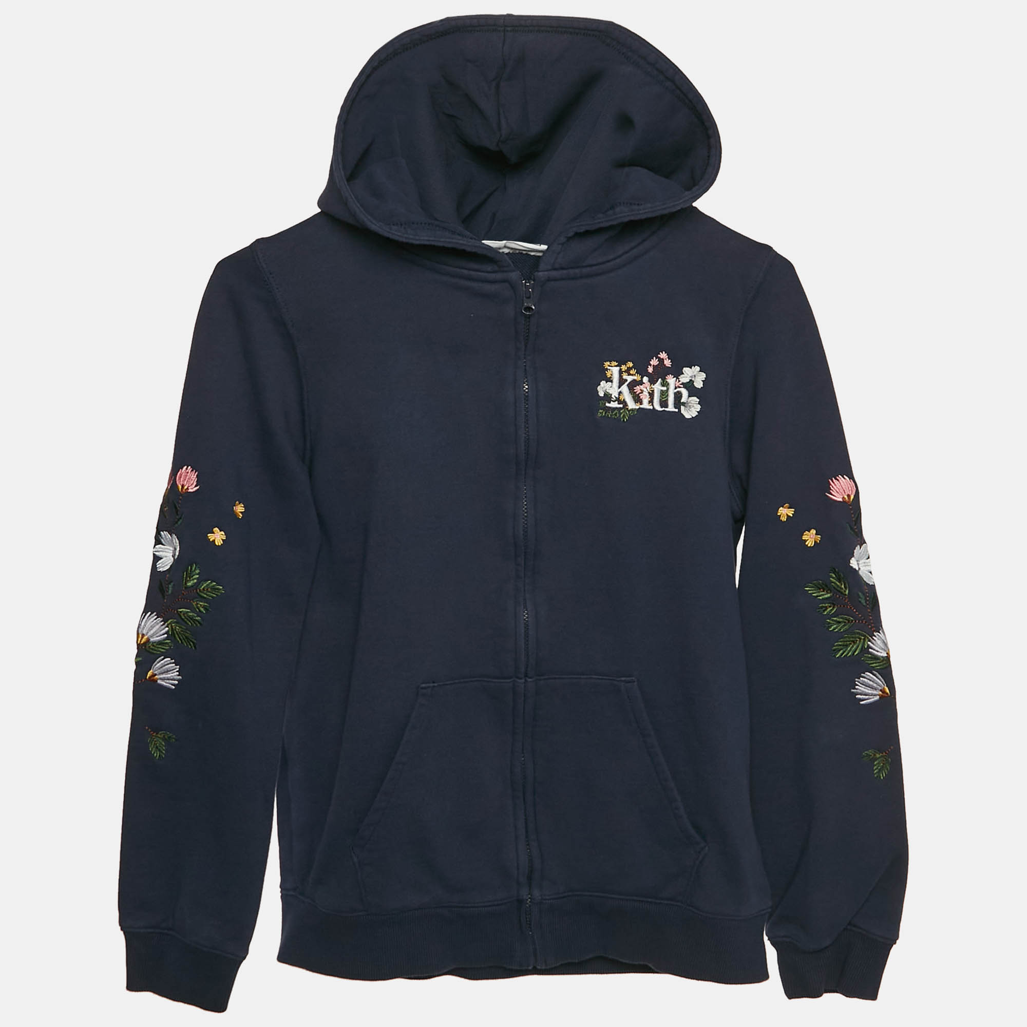 

Kith Kids Navy Blue Floral Embroidered Cotton Zip-Up Jacket 10/12 Yrs