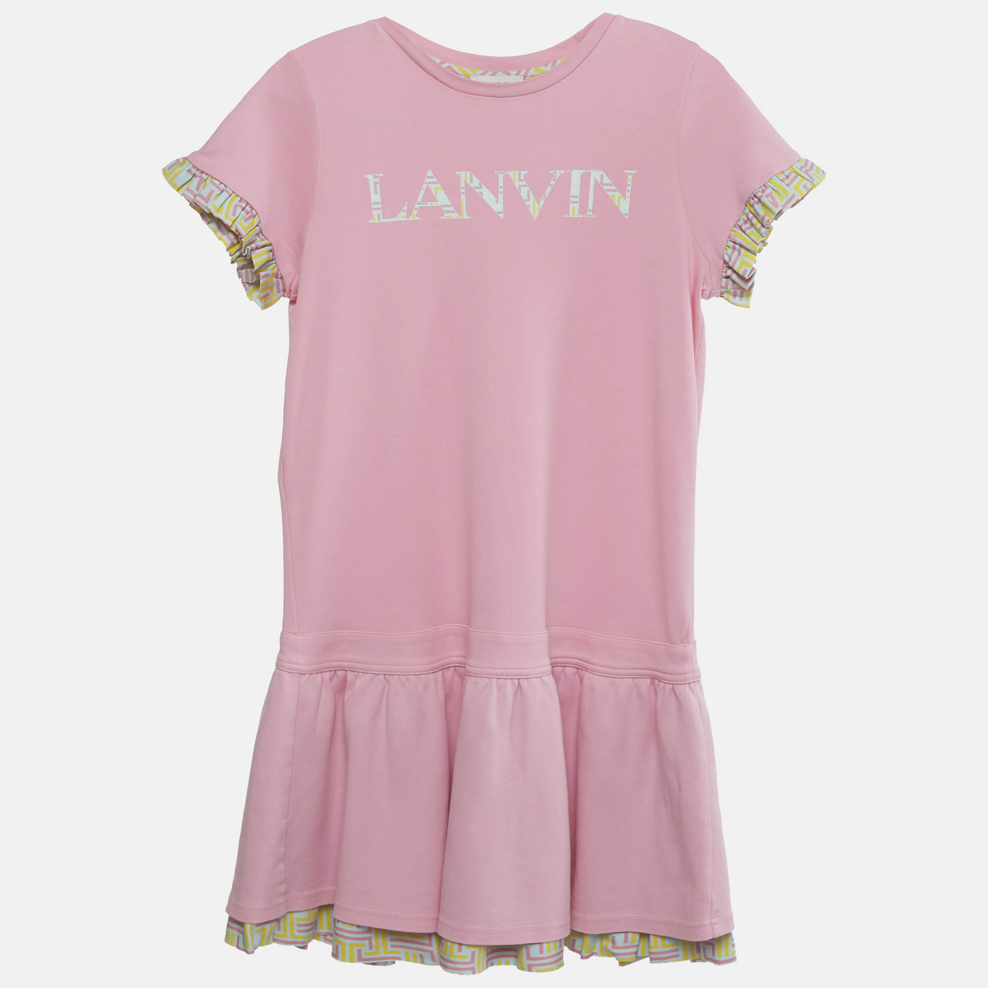 

Lanvin Kids Pink Logo Print Cotton Dress 14 Yrs