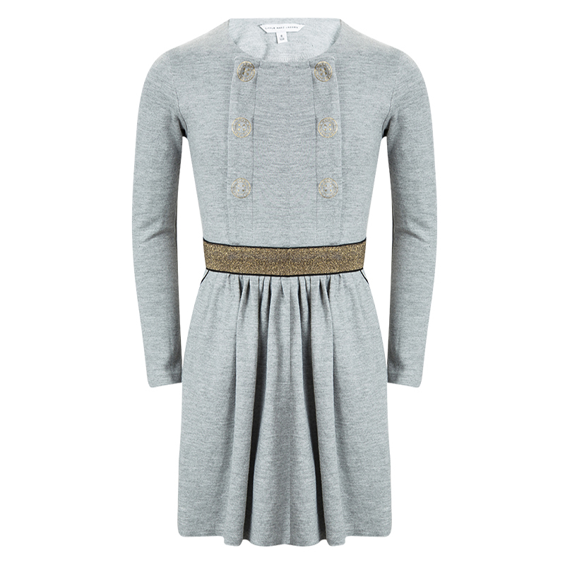 Pre Owned Little Marc Jacobs Grey Knit Long Sleeve Dress 8 Yrs