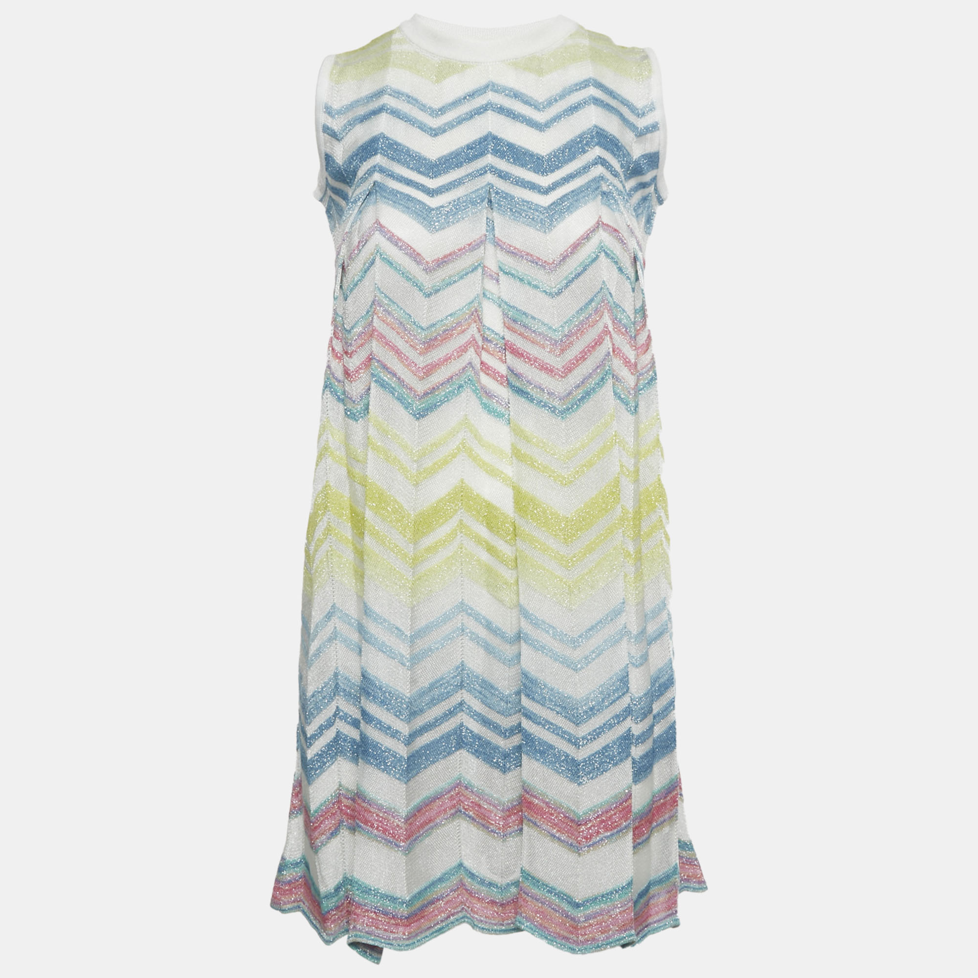 

Missoni Multicolor Zig Zag Lurex Knit Sleeveless Dress 12 Yrs
