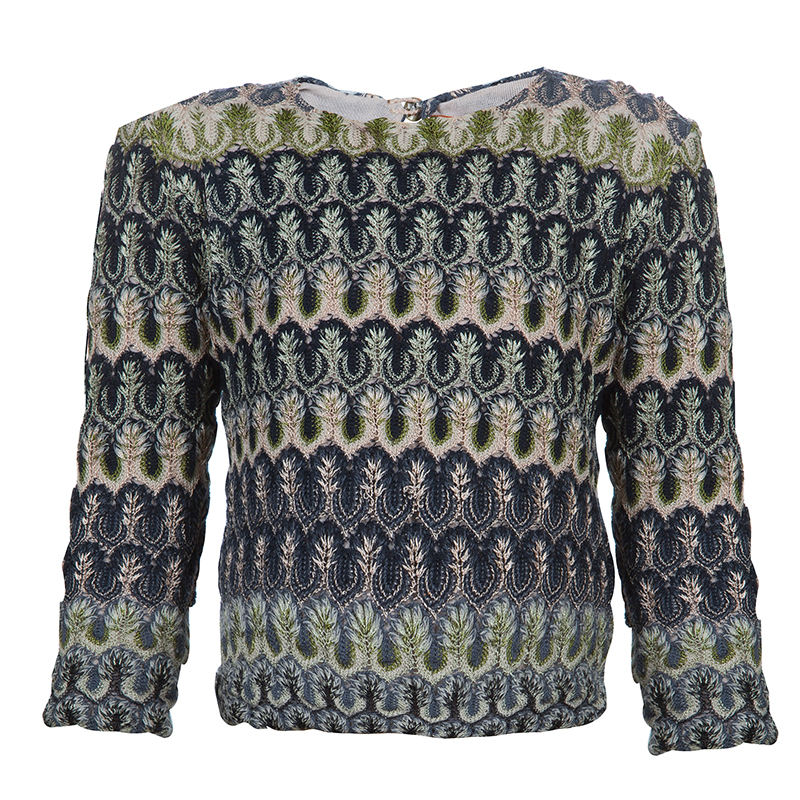 

Missoni Multicolor Crochet Embroidered Long Sleeve Sweater