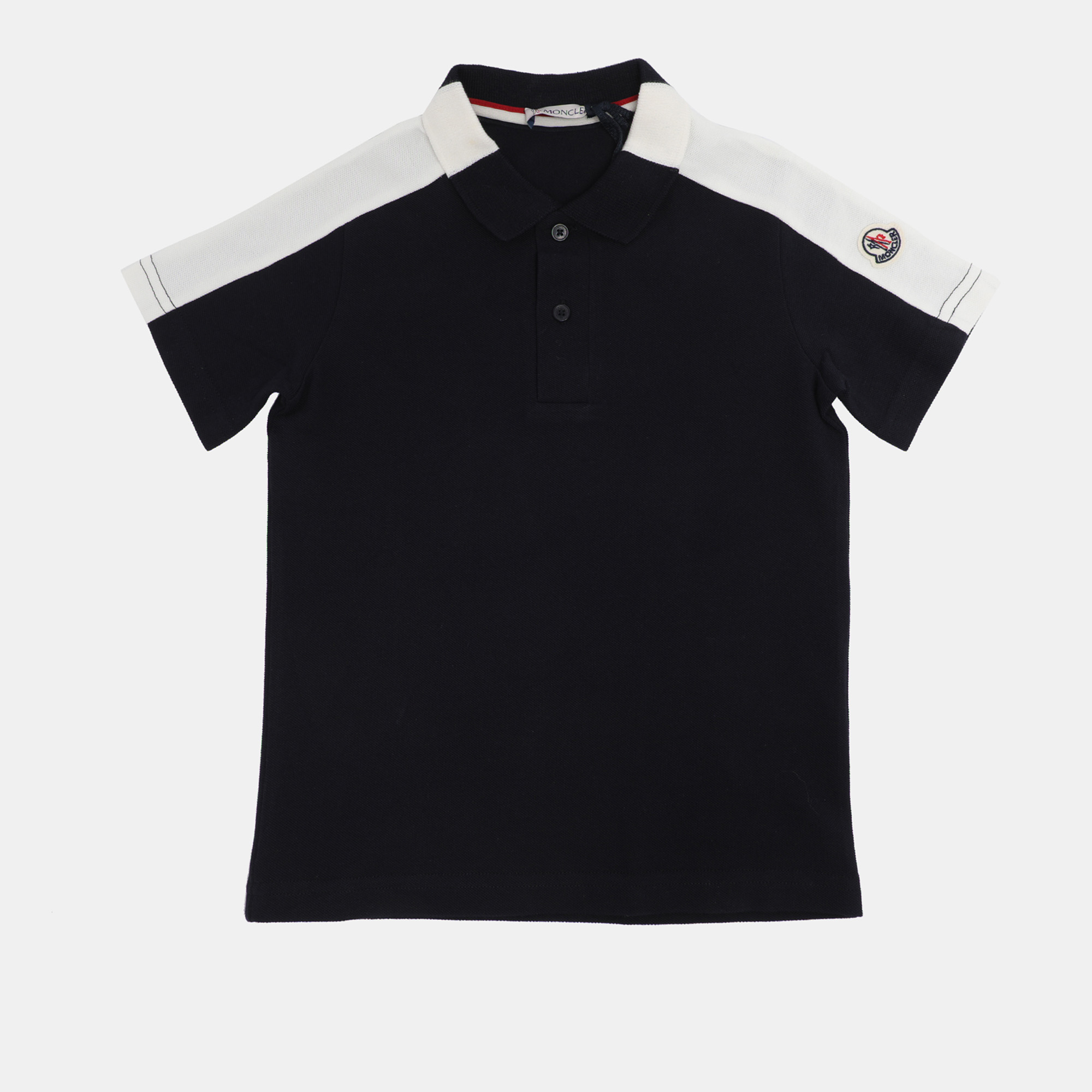

Moncler Navy Blue/White Collar Jersey Logo Patch Polo T-Shirt  Yrs