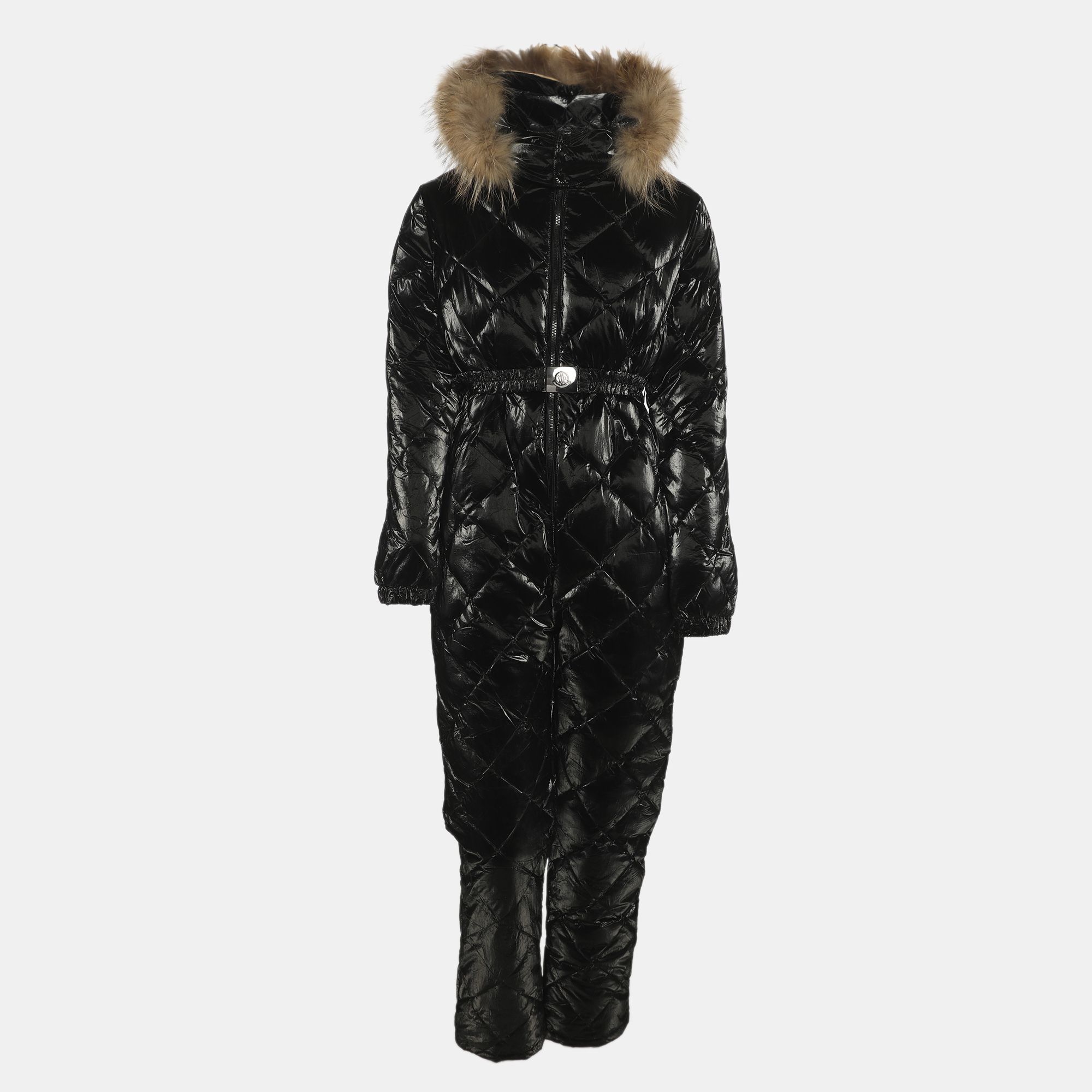 

Moncler Black Quilted Nylon Hooded Jumpsuit Ski Jacket 14Y