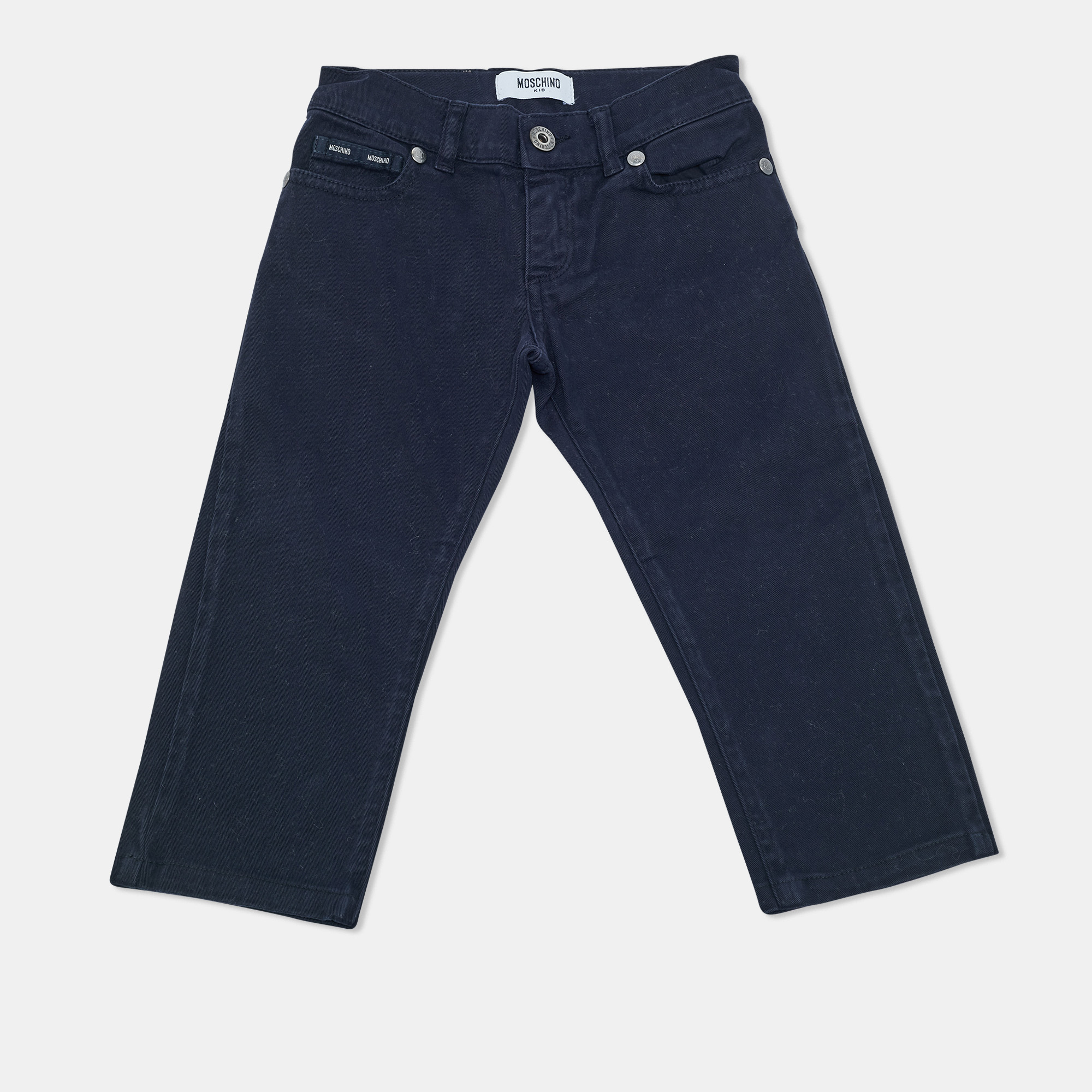 Moschino Kids Navy Blue Gabardine Jeans 4 Yrs Waist 20""