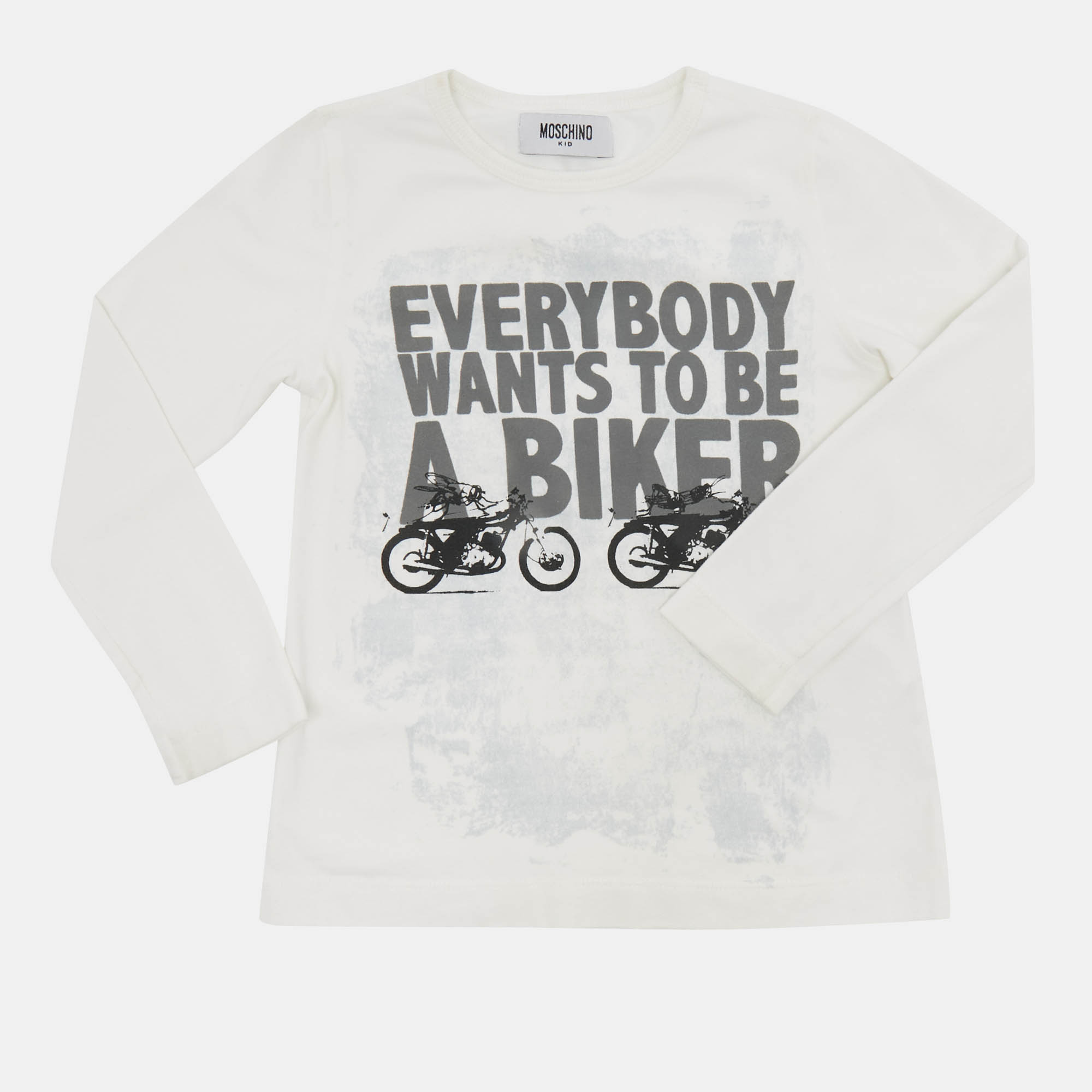 Moschino Kids White Printed Jersey Long Sleeve T-Shirt 4 Yrs