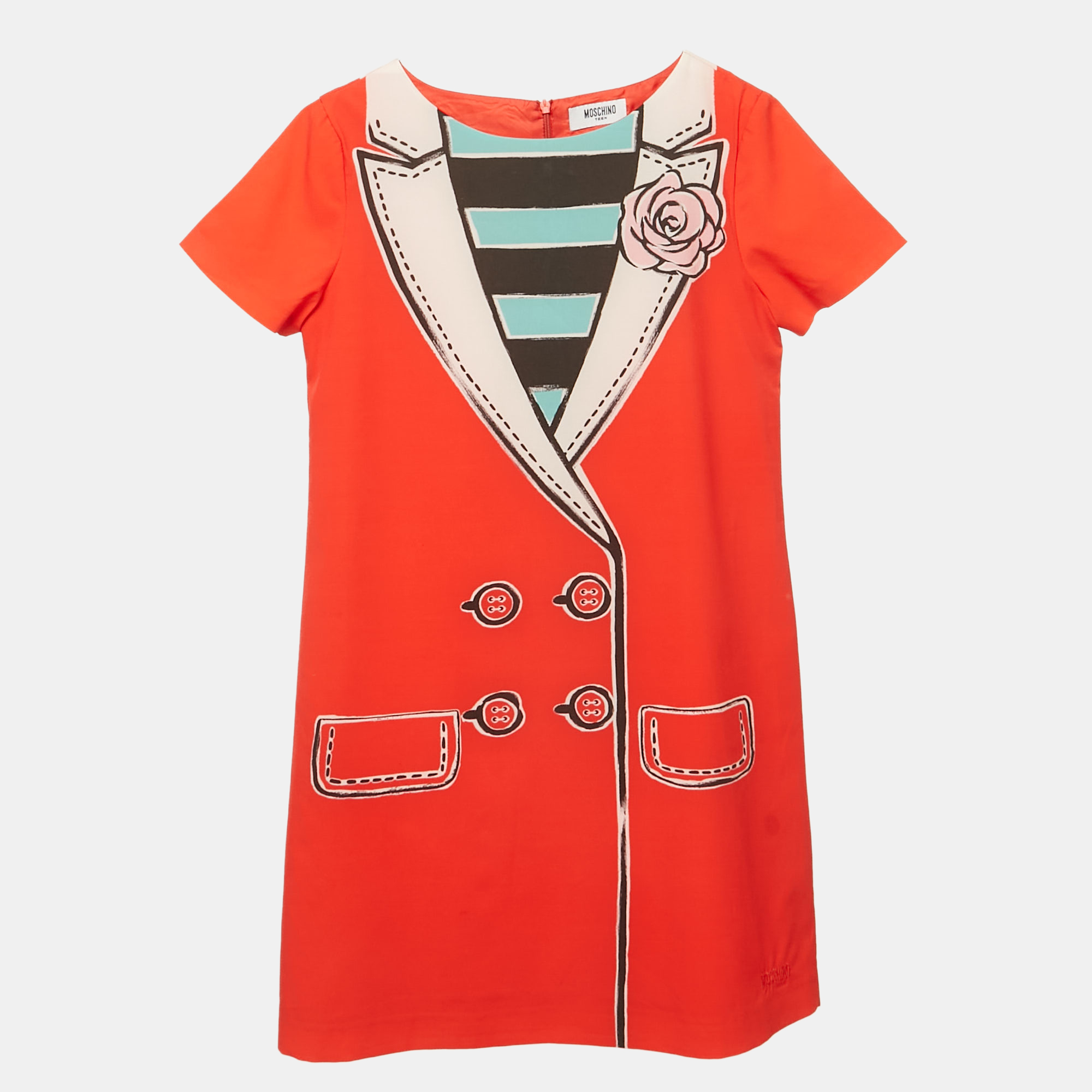 

Moschino Teen Red Printed Crepe Dress 12 Yrs