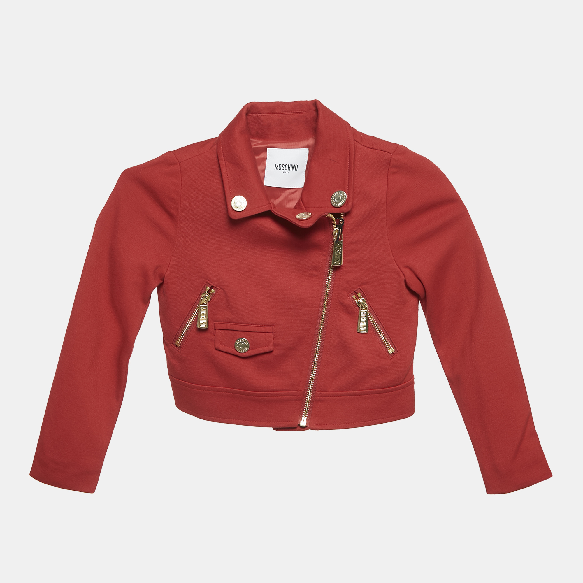 

Moschino Kid Red Jersey Zip-Up Jacket 4 Yrs