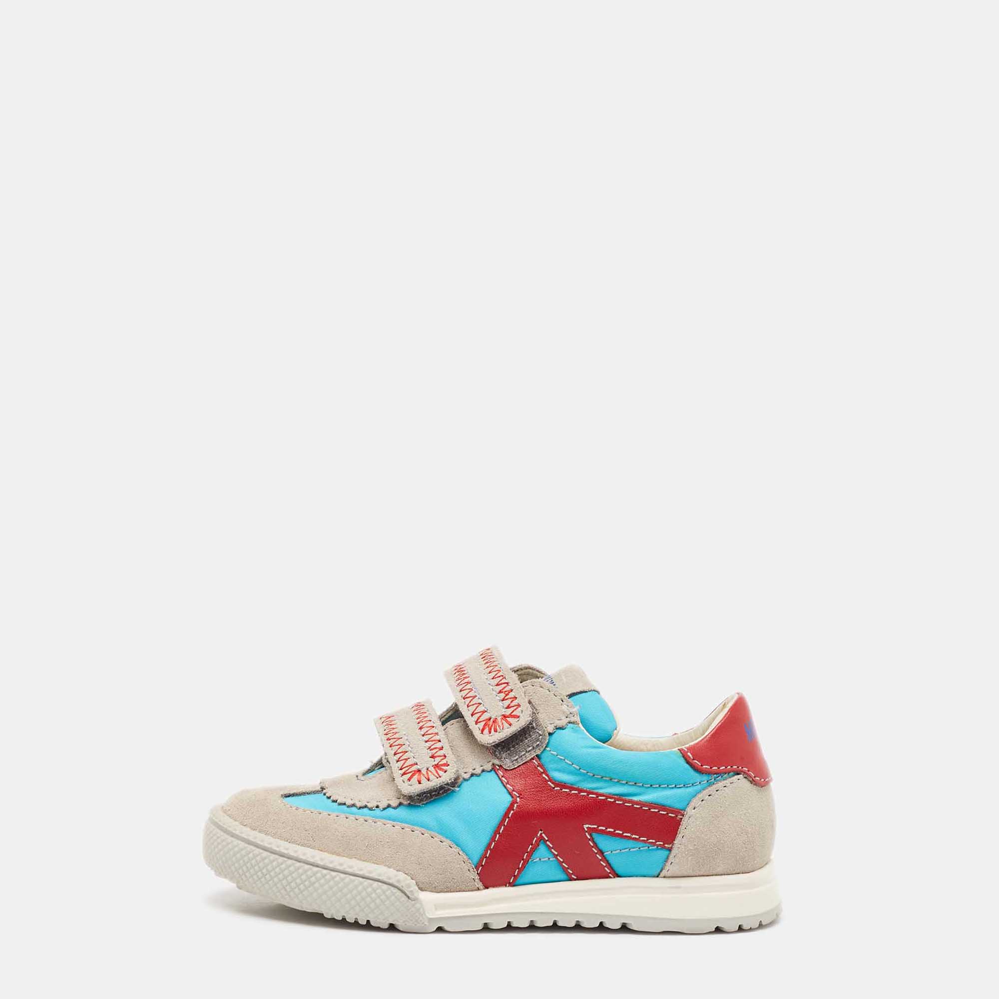 Moschino Multicolor Suede and Leather Low Top Sneakers Size 24