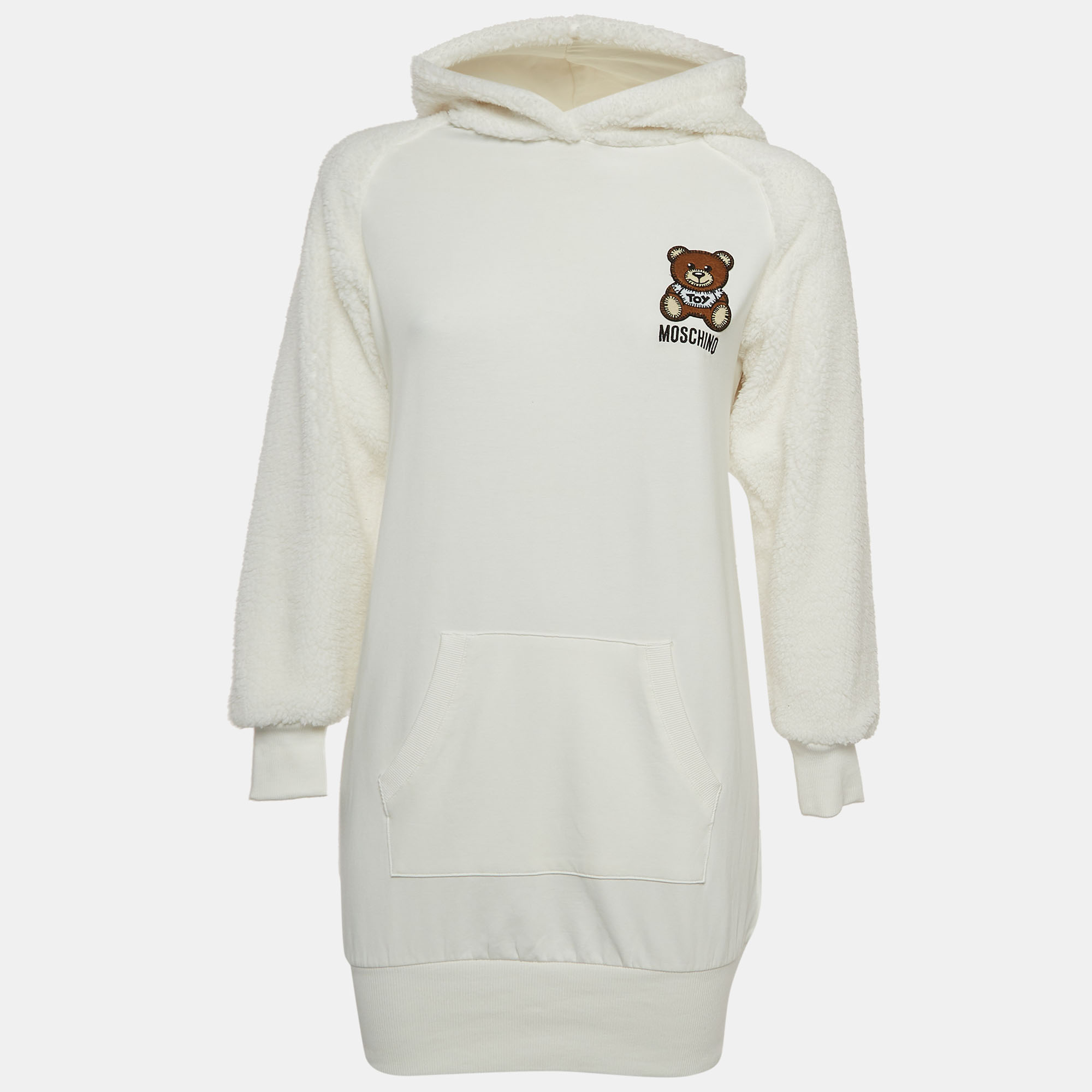 

Moschino Teen White Teddy Bear Cotton Hoodie Dress