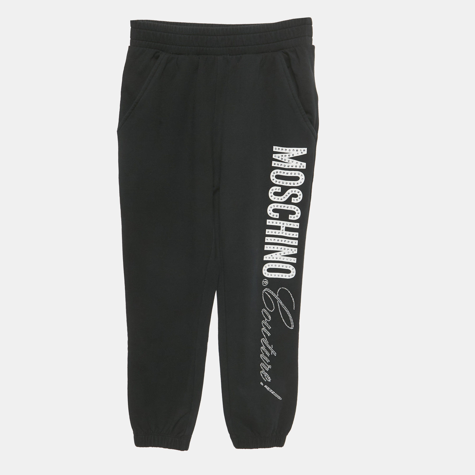 

Moschino Kids Black Cotton Rhinestone Sweatpants 8 Yrs