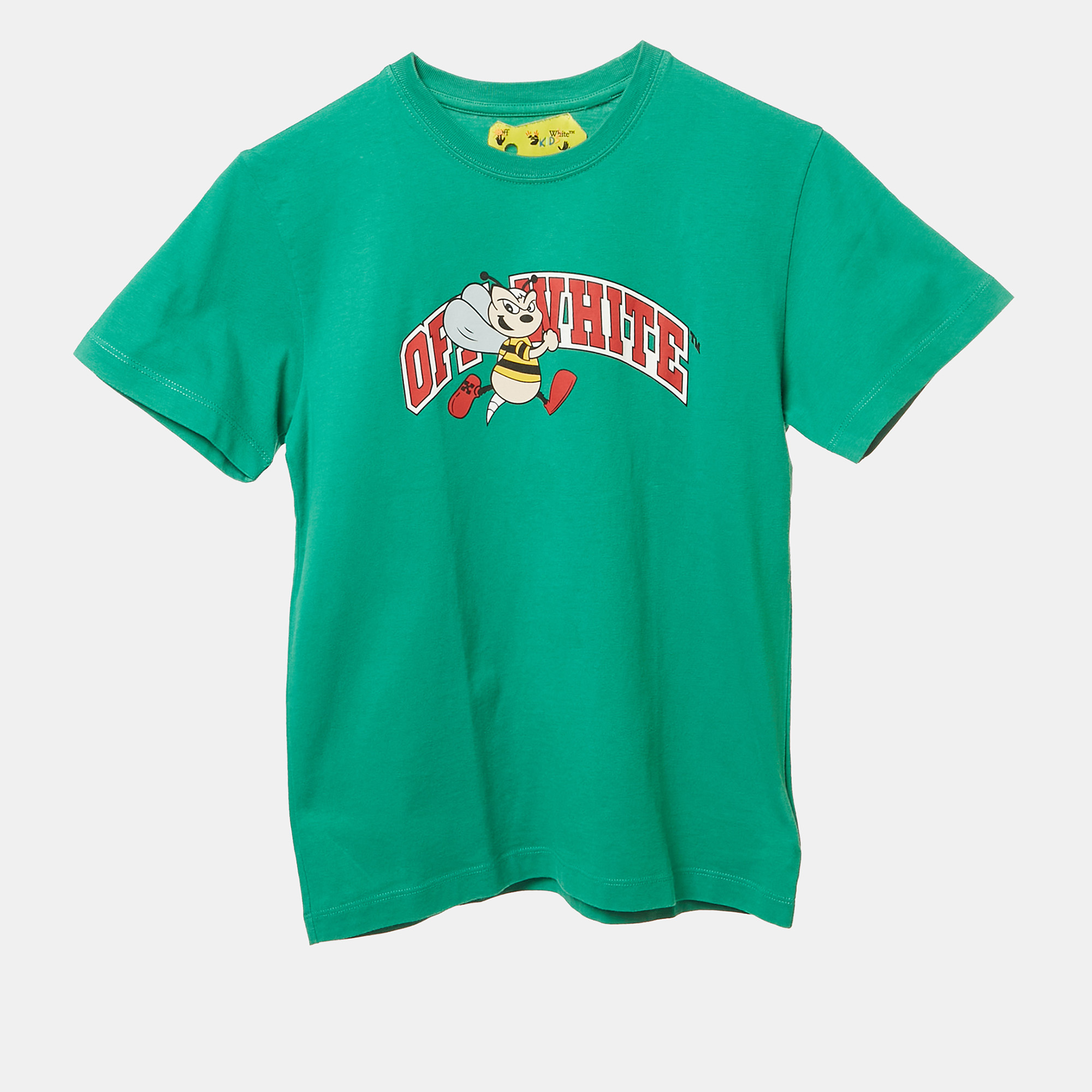 

Off-White Kids Green Printed Cotton Crew Neck T-Shirt