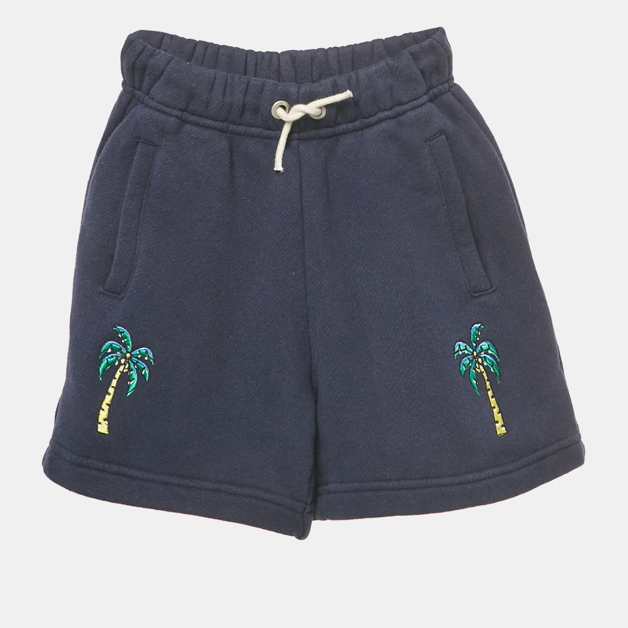 

Palm Angels Kids Blue Embroidered Cotton Shorts 4 Yrs