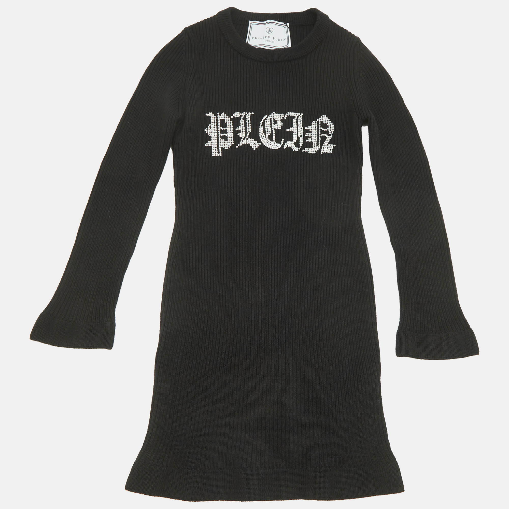 

Philipp Plein Junior Black Crystal Rib Knit Day Dress 6Yrs