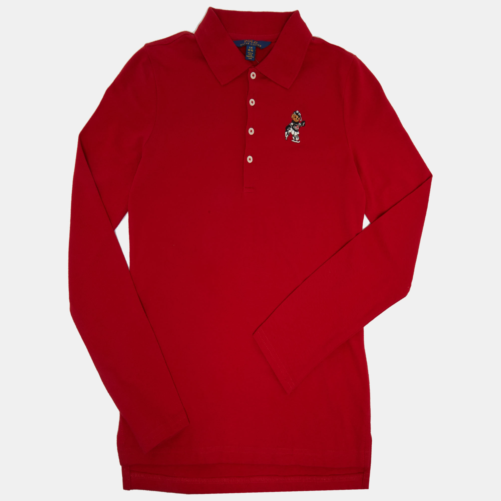 

Polo Ralph Lauren Kids Red Pique Long Sleeve Polo T-Shirt L/12-14 Yrs