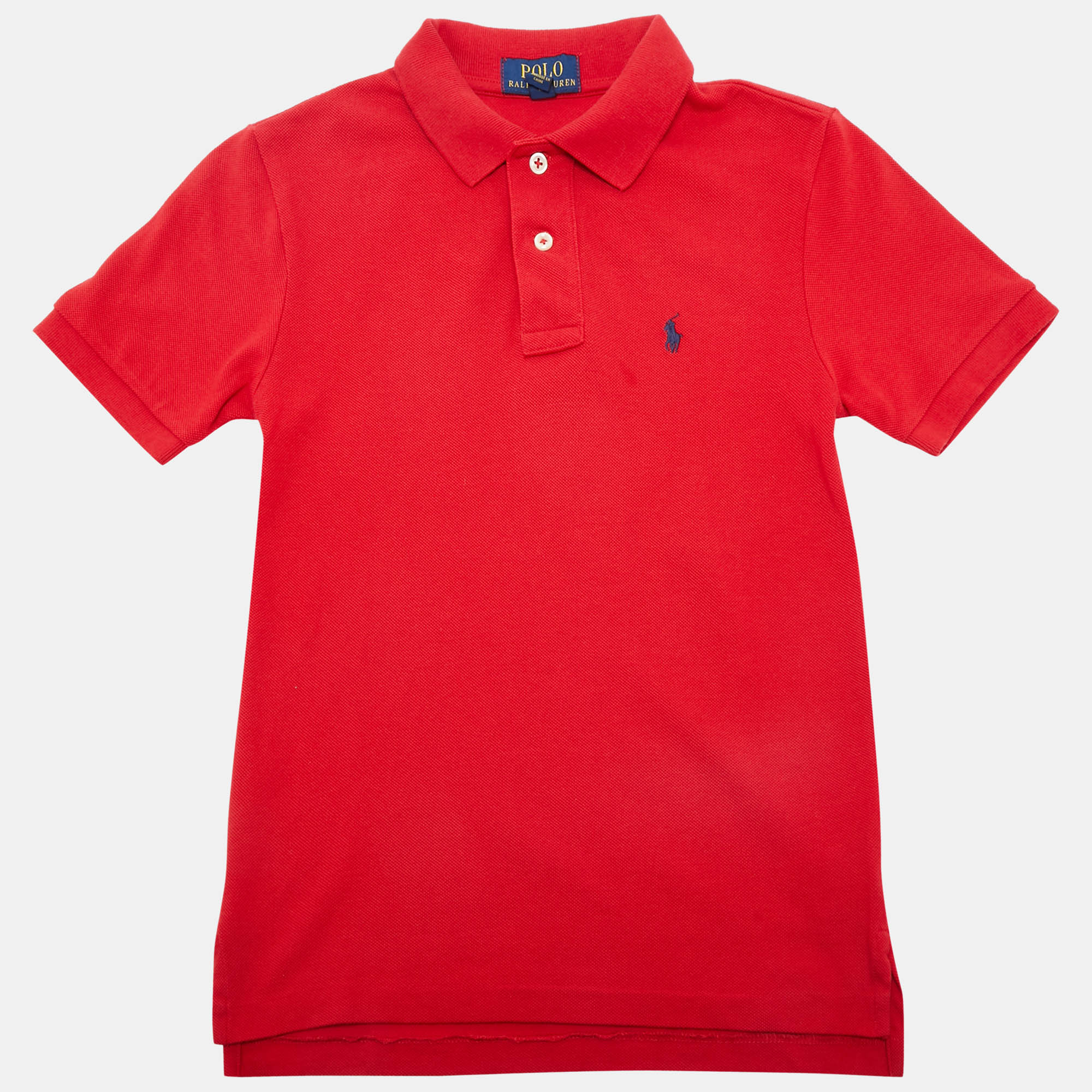 Pre-owned Polo Ralph Lauren Kids Red Embroidered Cotton Pique Polo T-shirt 8 Yrs
