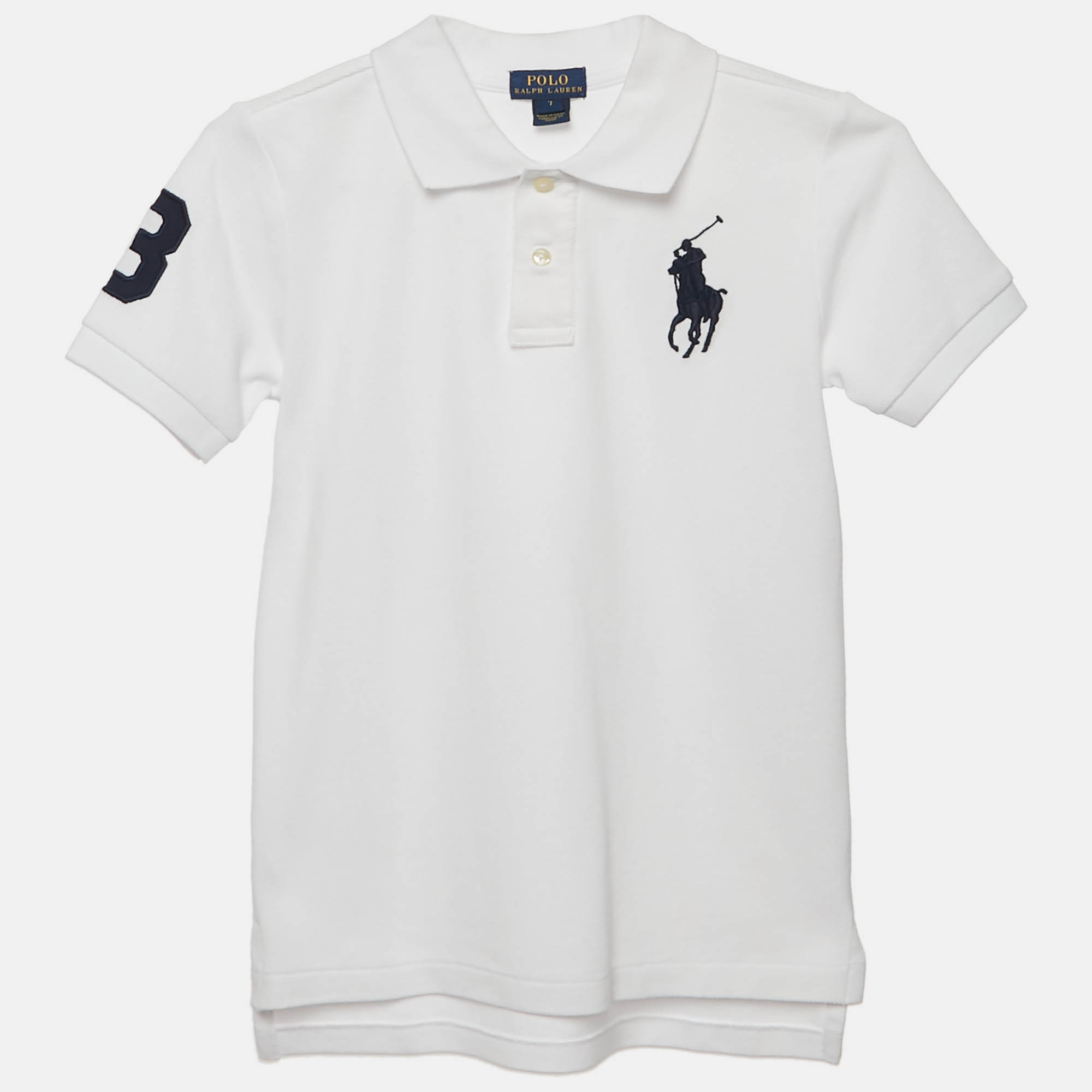 

Polo Ralph Lauren Kids White Logo Embroidered Pique Polo T-Shirt 7 Yrs