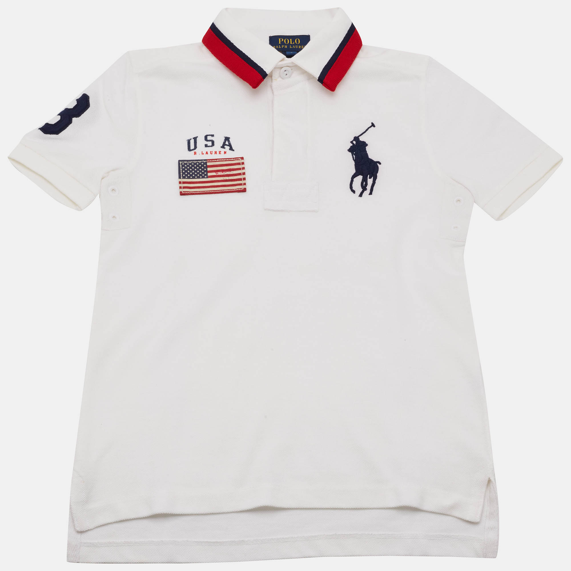 

Polo Ralph Lauren Kids Embroidered Pique Polo T-Shirt 7 Yrs, White