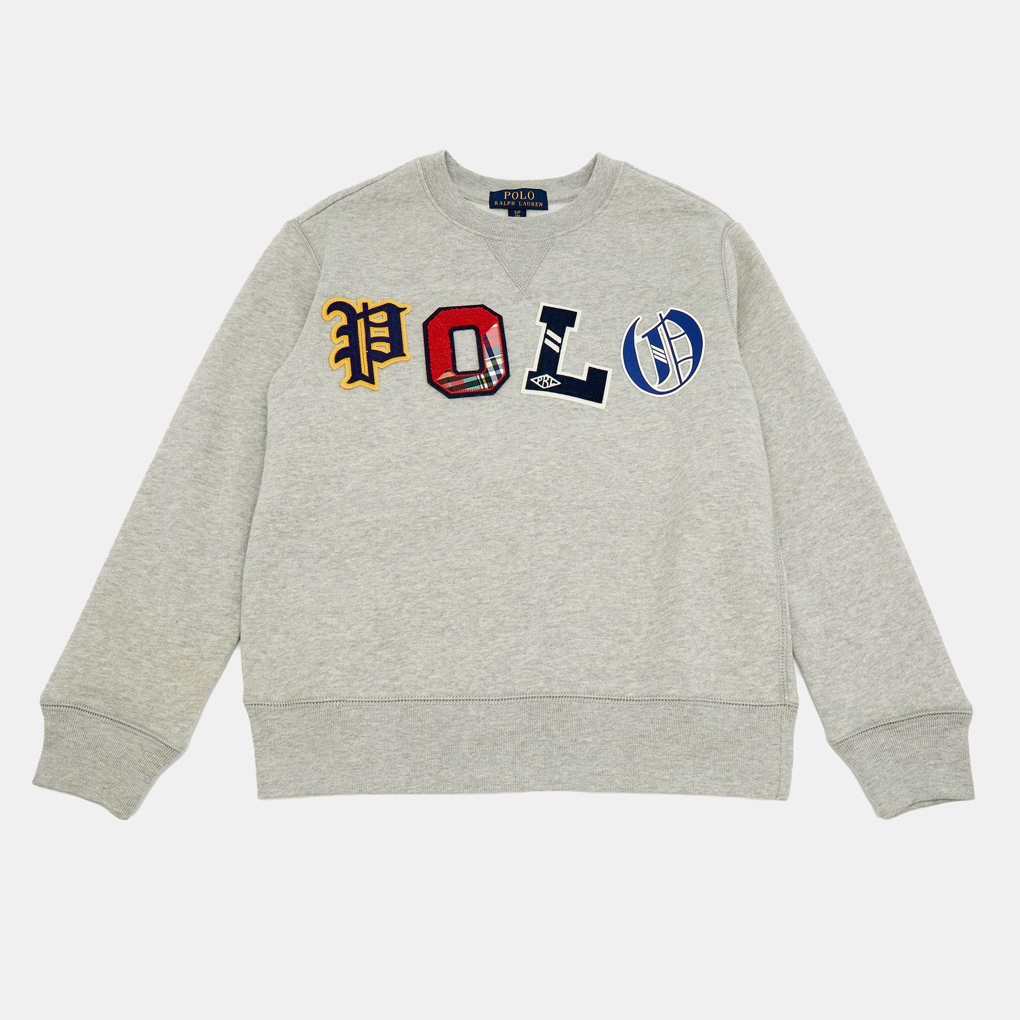 Pre-owned Polo Ralph Lauren Kids Cotton Knit Logo Patch Sweatshirt 8yrs In Gray