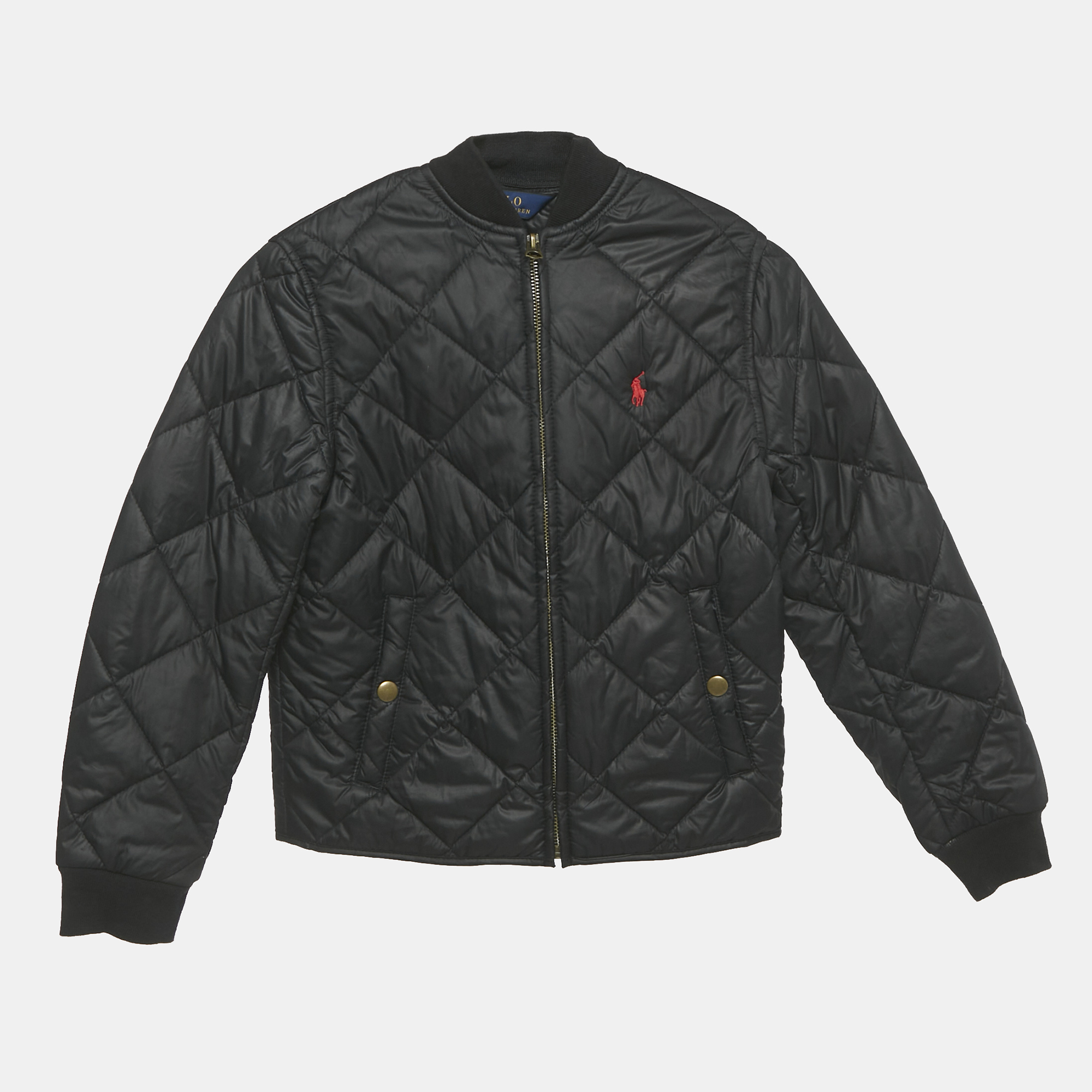 Pre-owned Polo Ralph Lauren Black Synthetic Quilted Jacket 8 Yrs