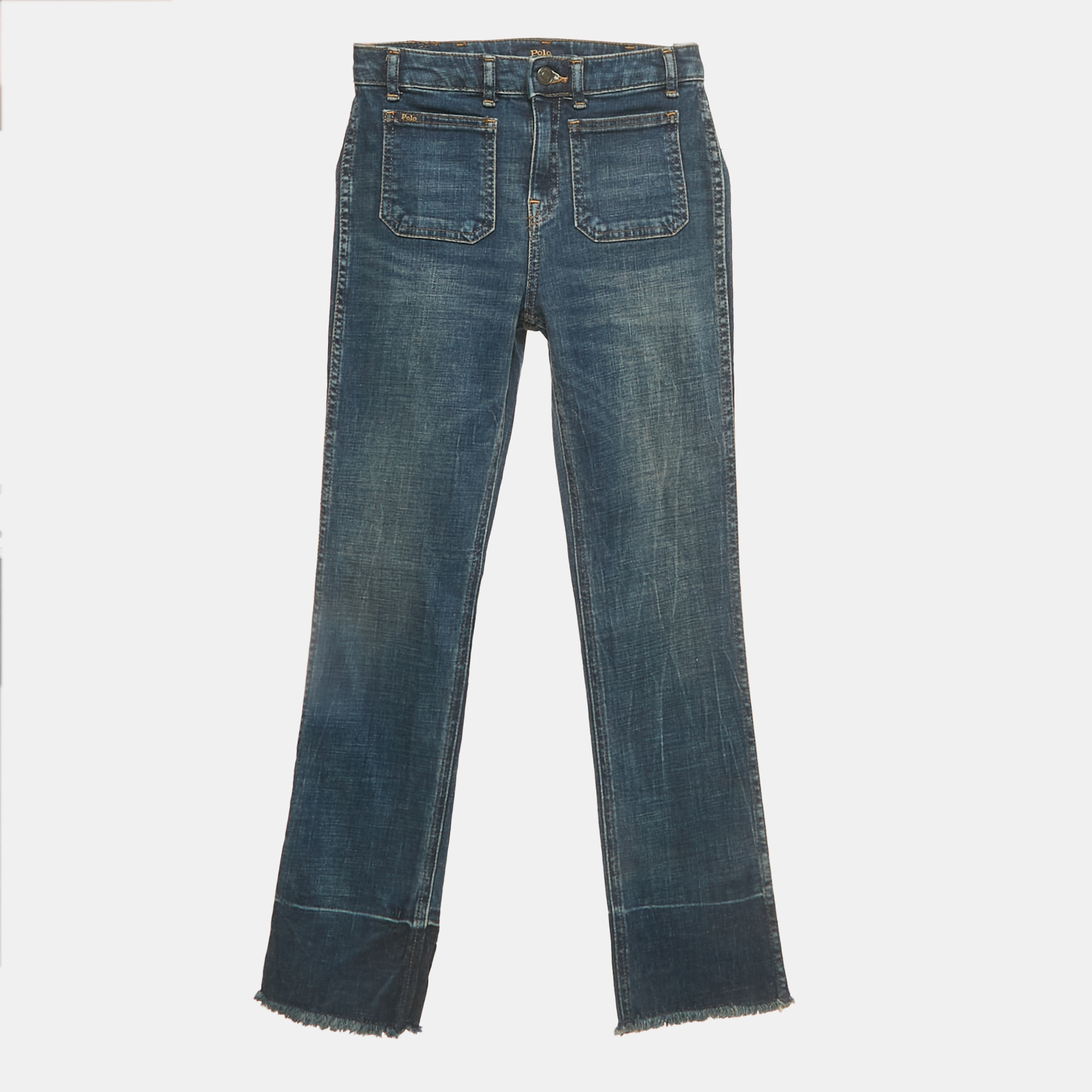Pre-owned Polo Ralph Lauren Navy Blue Denim Jenn Flare Jeans 14 Yrs