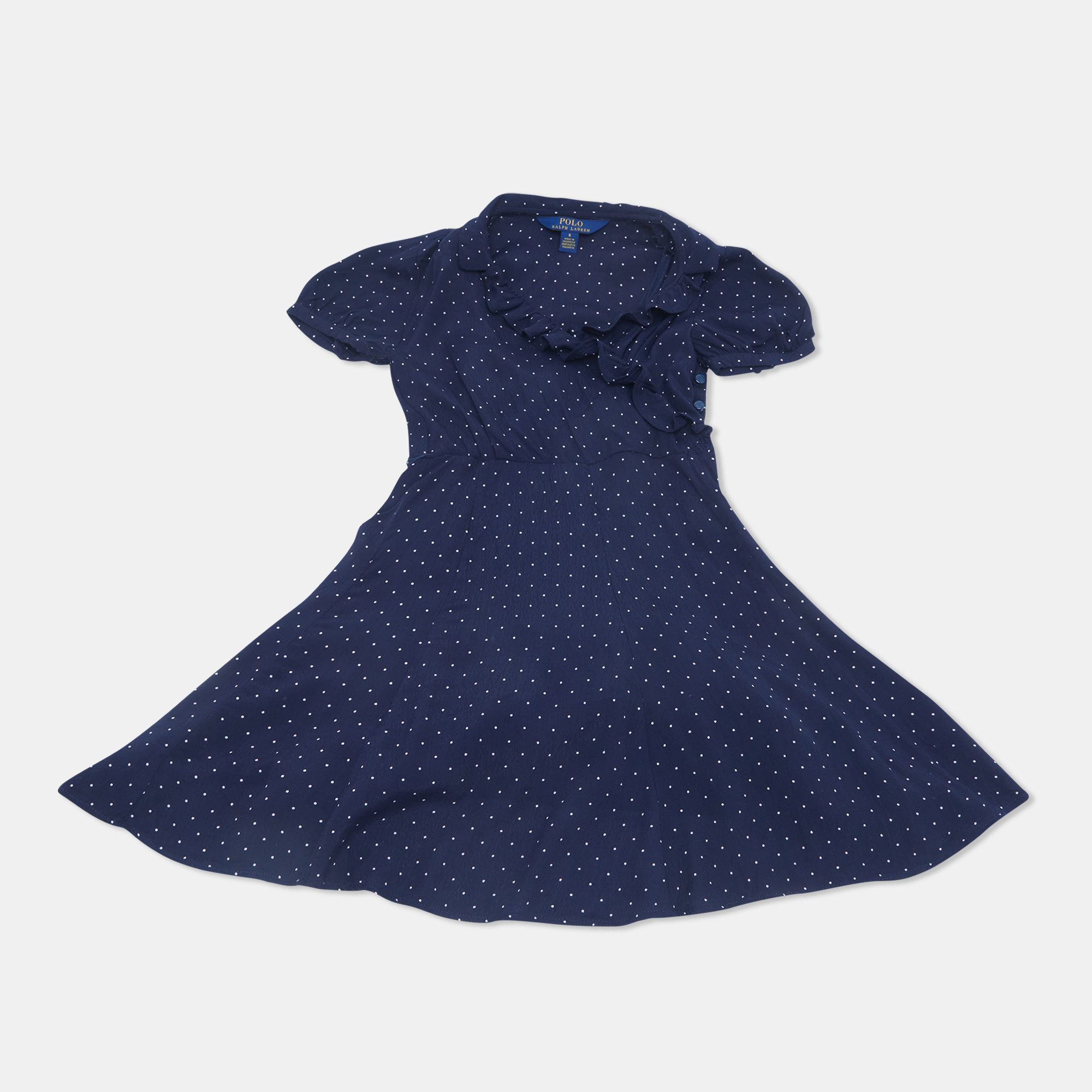 

Polo Ralph Lauren Kids Navy Blue Polka Dot Crepe Dress 6 Yrs