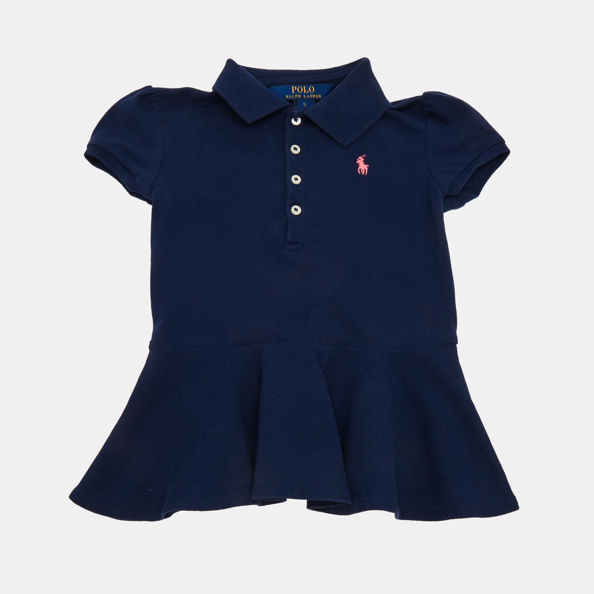 Pre-owned Polo Ralph Lauren Kids Navy Blue Cotton Peplum T-shirt 5yrs