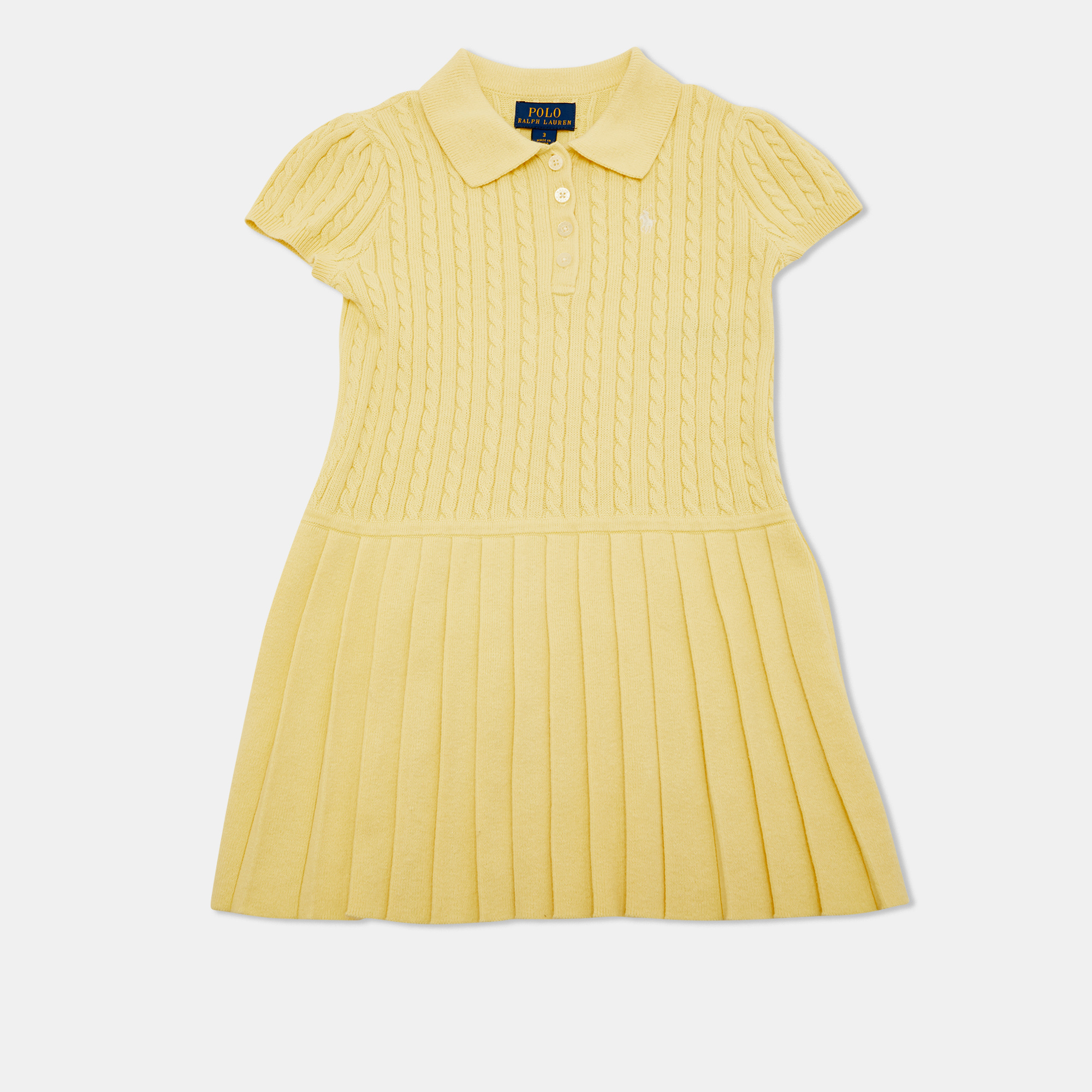 

Polo Ralph Lauren Kids Yellow Cable Knit Dress Size 3 Yrs
