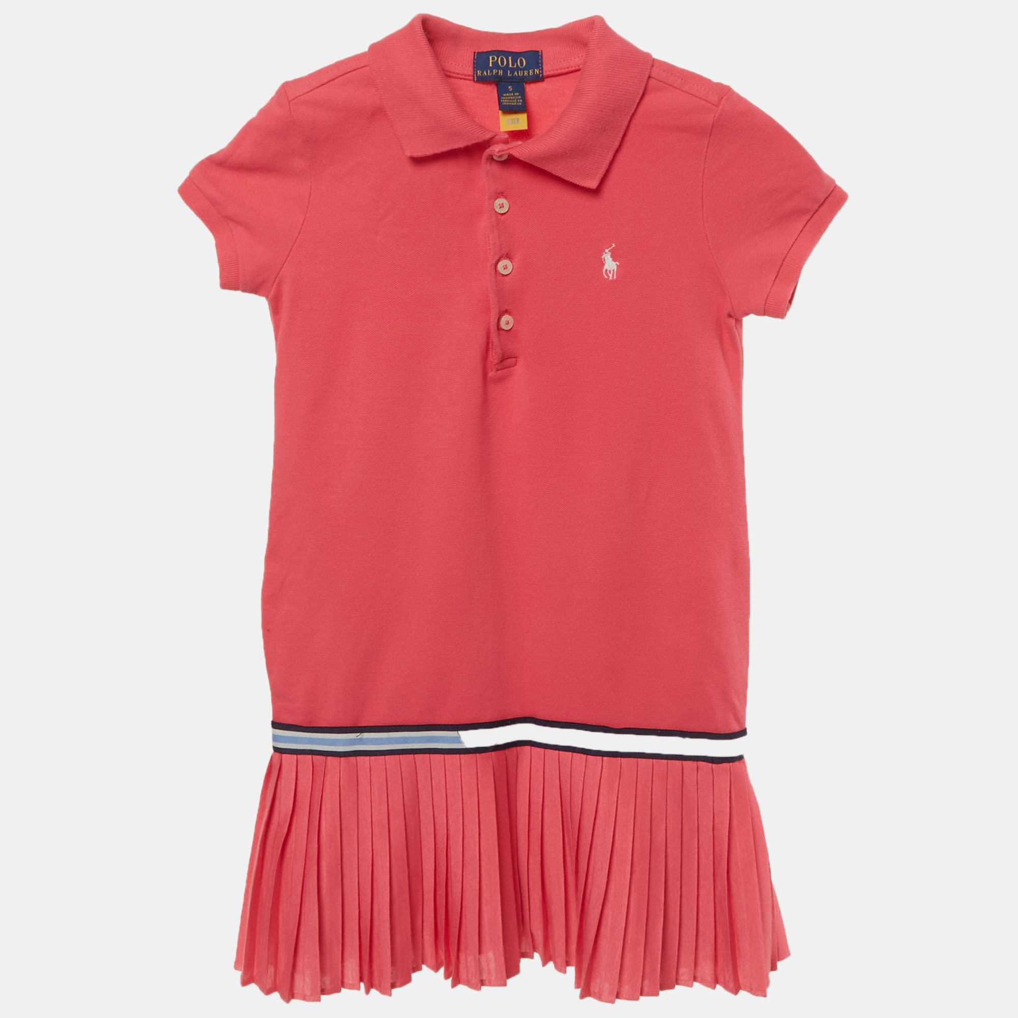 

Polo Ralph Lauren Kids Pink Cotton Pleated Polo Dress 5Yrs
