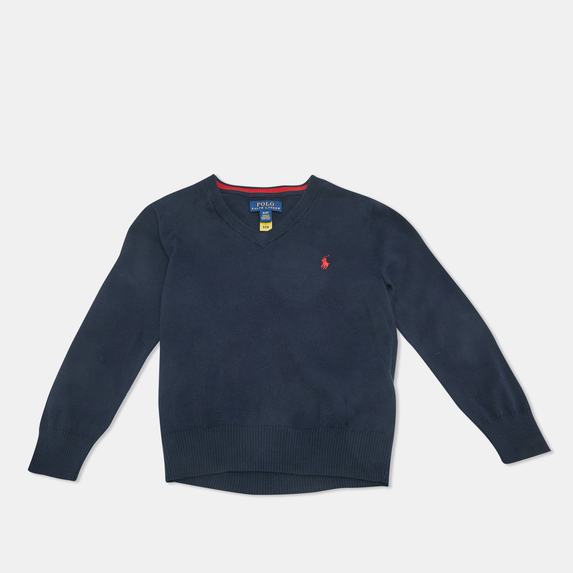 

Ralph Lauren Kids Navy Blue Wool V-Neck Sweater 4Yrs