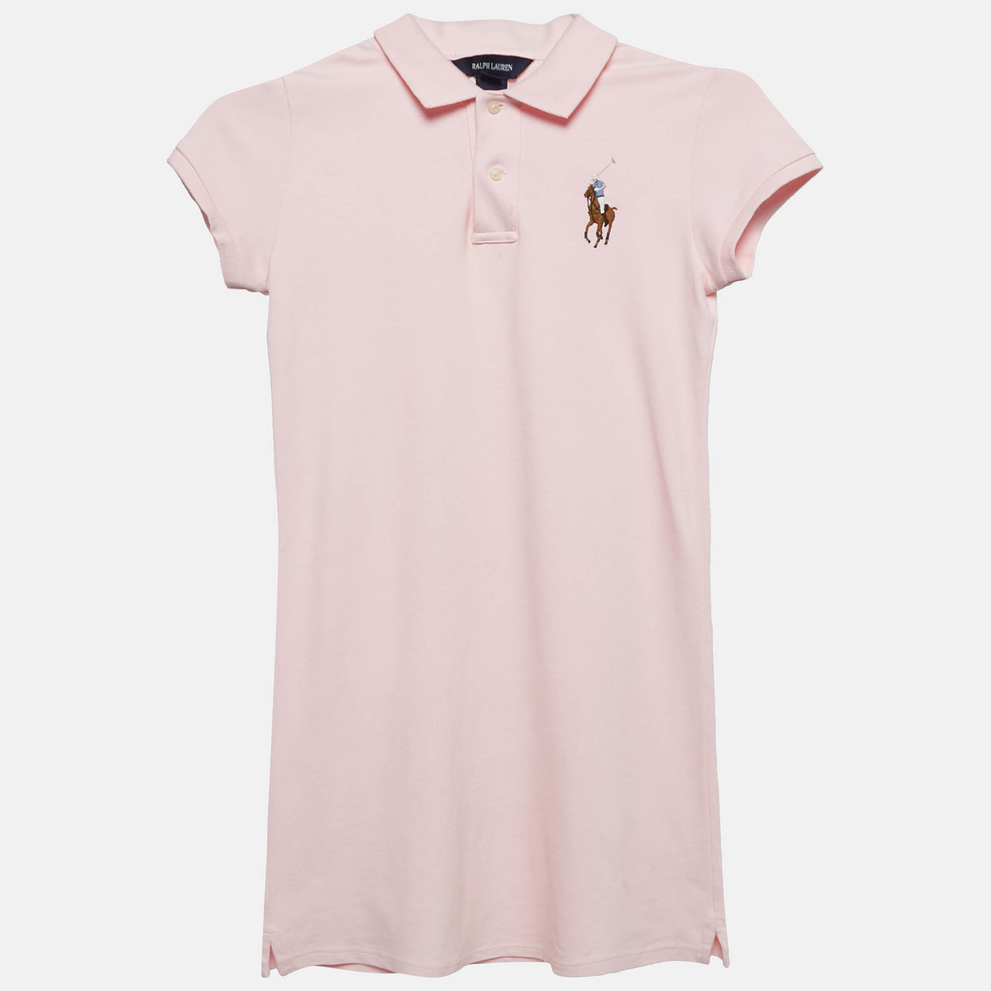 

Ralph Lauren Pink Logo Embroidered Cotton Pique T-Shirt Dress XL/16