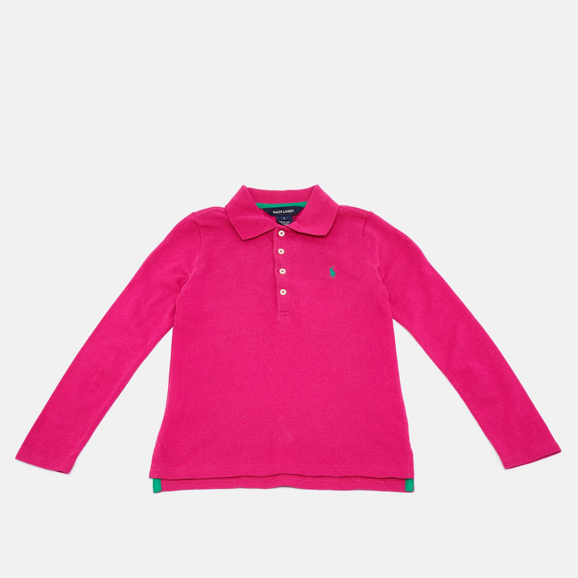 Pre-owned Ralph Lauren Kids Pink Cotton Long Sleeve Polo T-shirt 6yrs