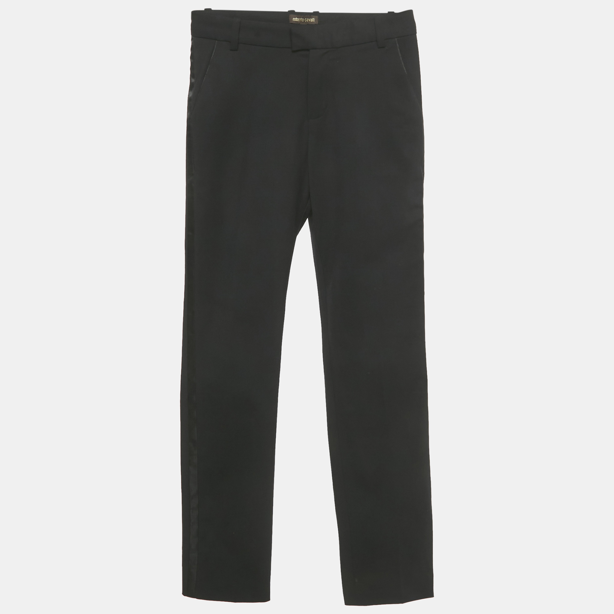 Pre-owned Roberto Cavalli Boys Black Black Wool Formal Pants Xs