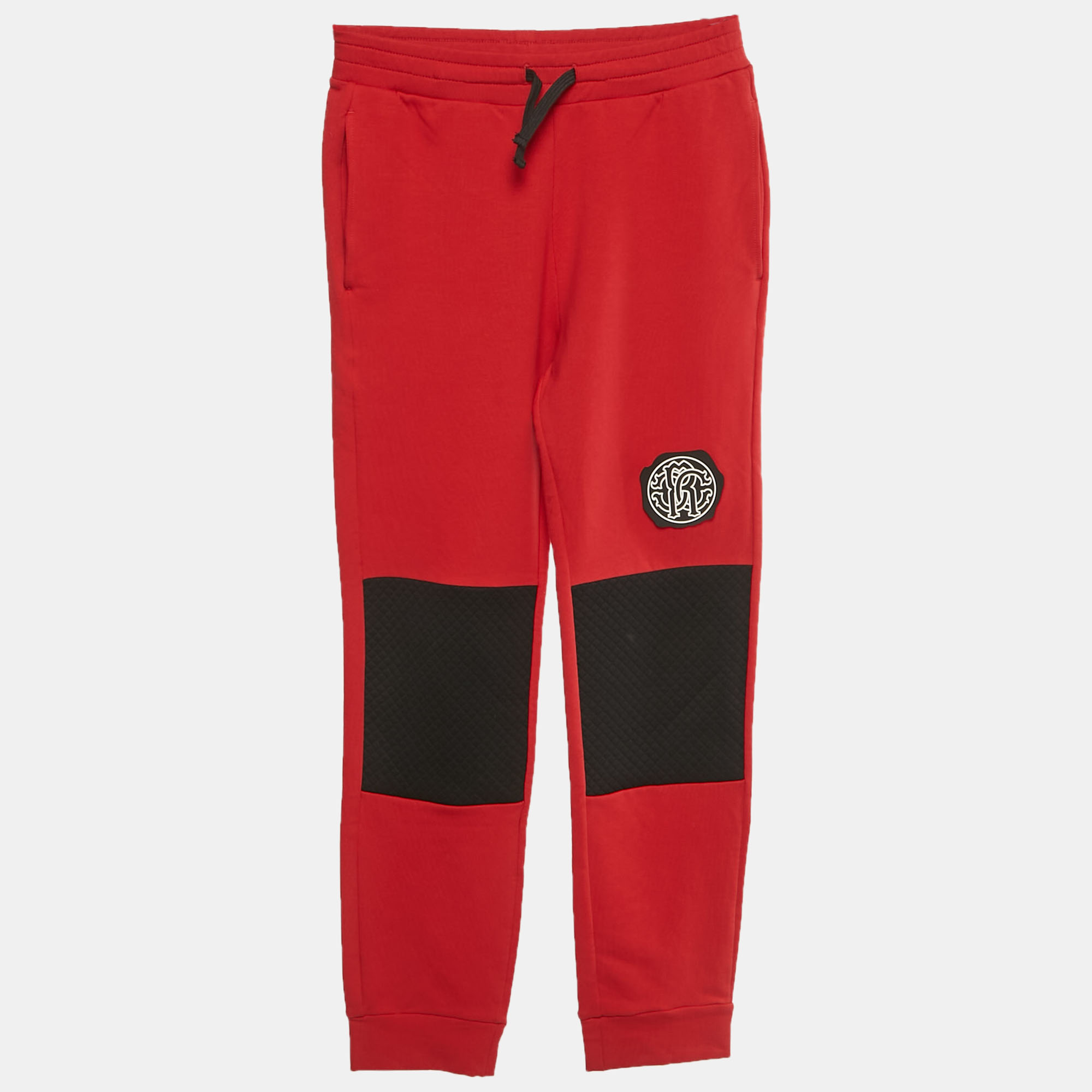 

Roberto Cavalli Boys Red Logo Silicon Patch Fleece Pants M