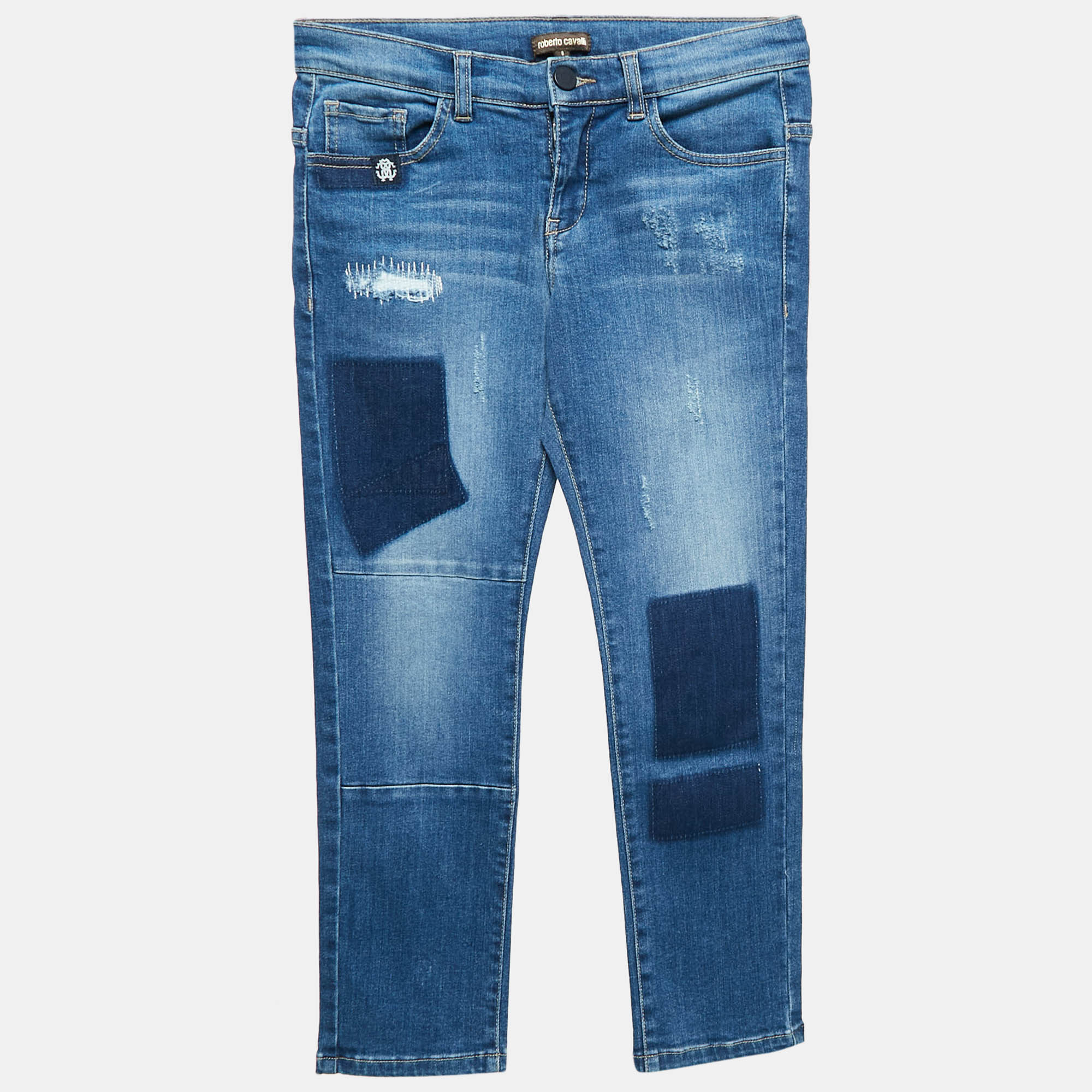 

Roberto Cavalli Kids Blue Denim Distressed Jeans 8 Yrs