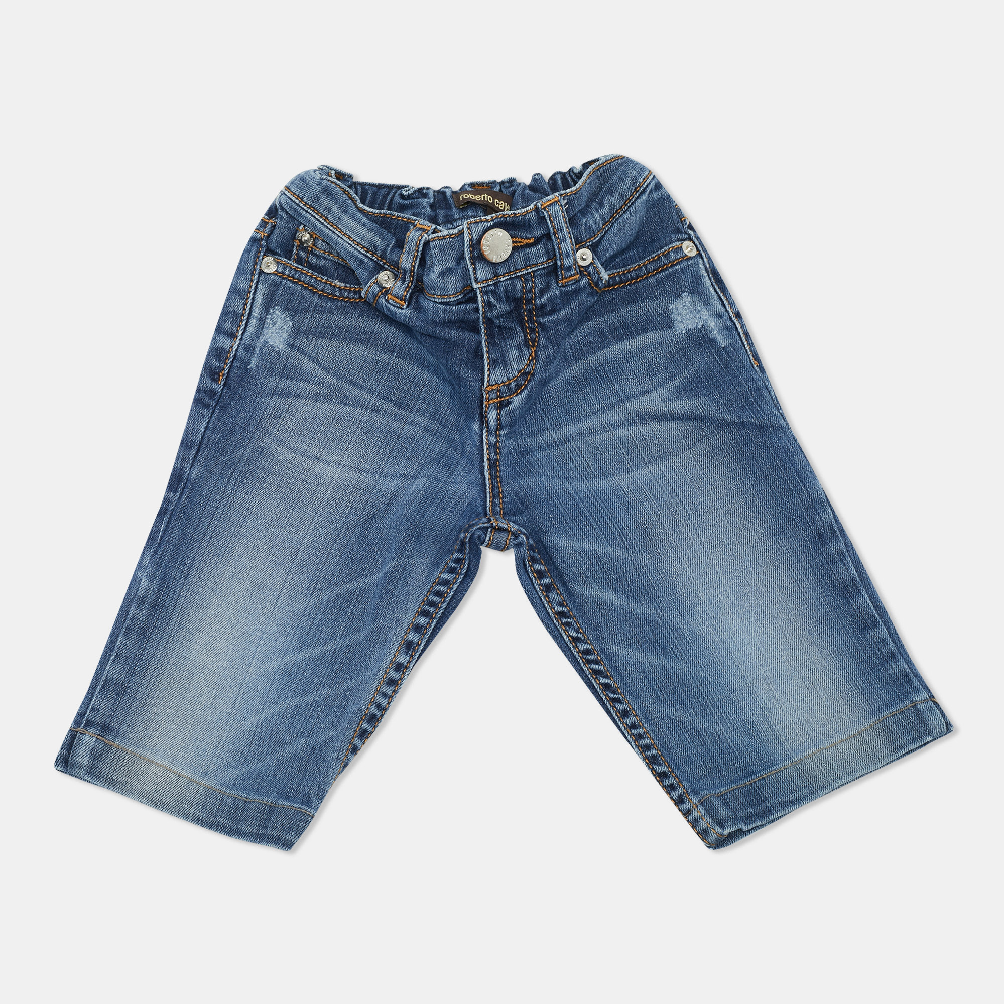 Pre-owned Roberto Cavalli Kids Blue Faded Denim Jeans 2 Yrs