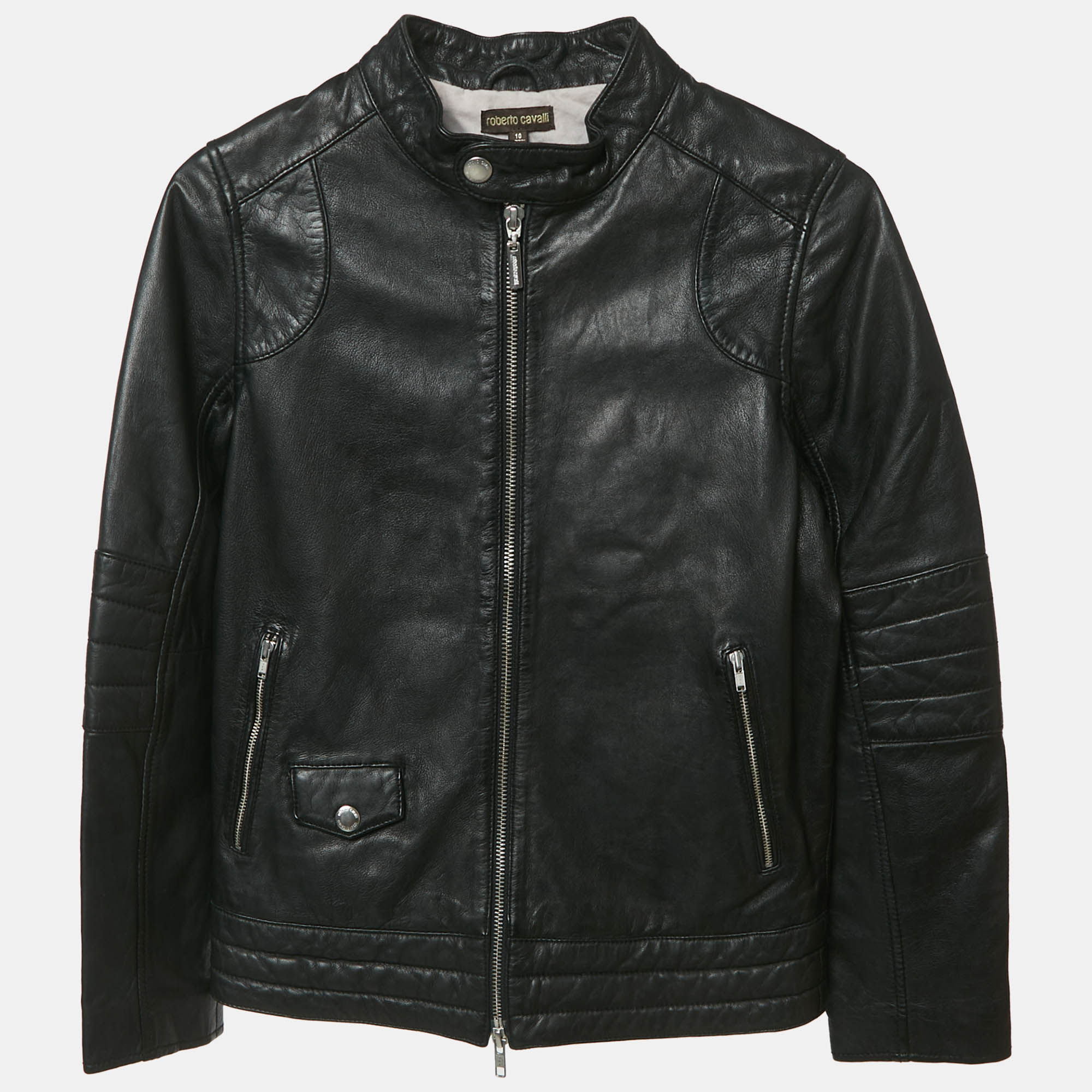 

Roberto Cavalli Black Leather Zip Up Jacket 10Yrs