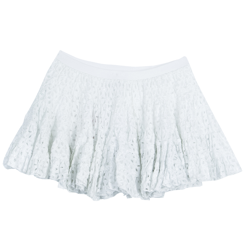 

Roma e Tosca White Eyelet Embroidered Tiered Skirt