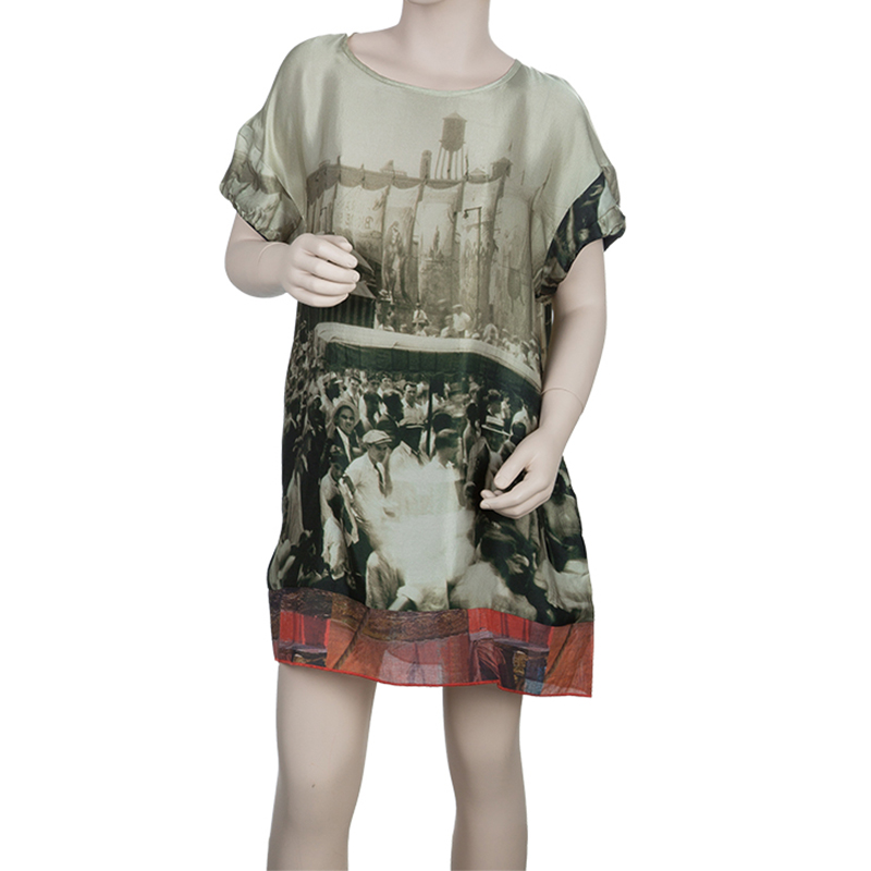 

Roma e Tosca Beige New York Printed Silk Tunic Dress 12 Yrs