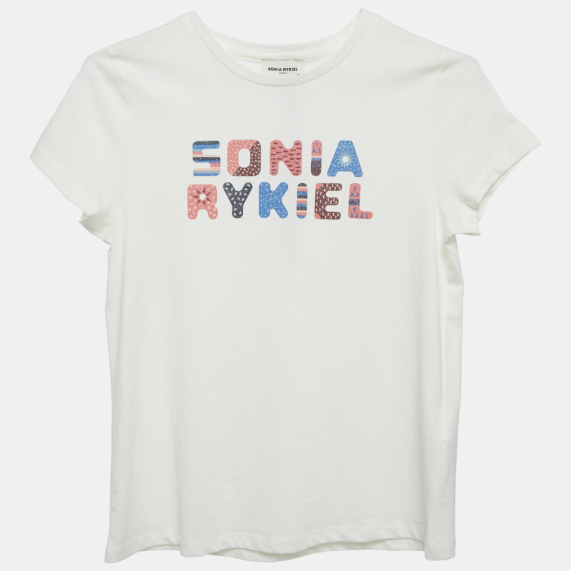 

Sonia Rykiel Kids White Logo Print Cotton Crew Neck T-Shirt