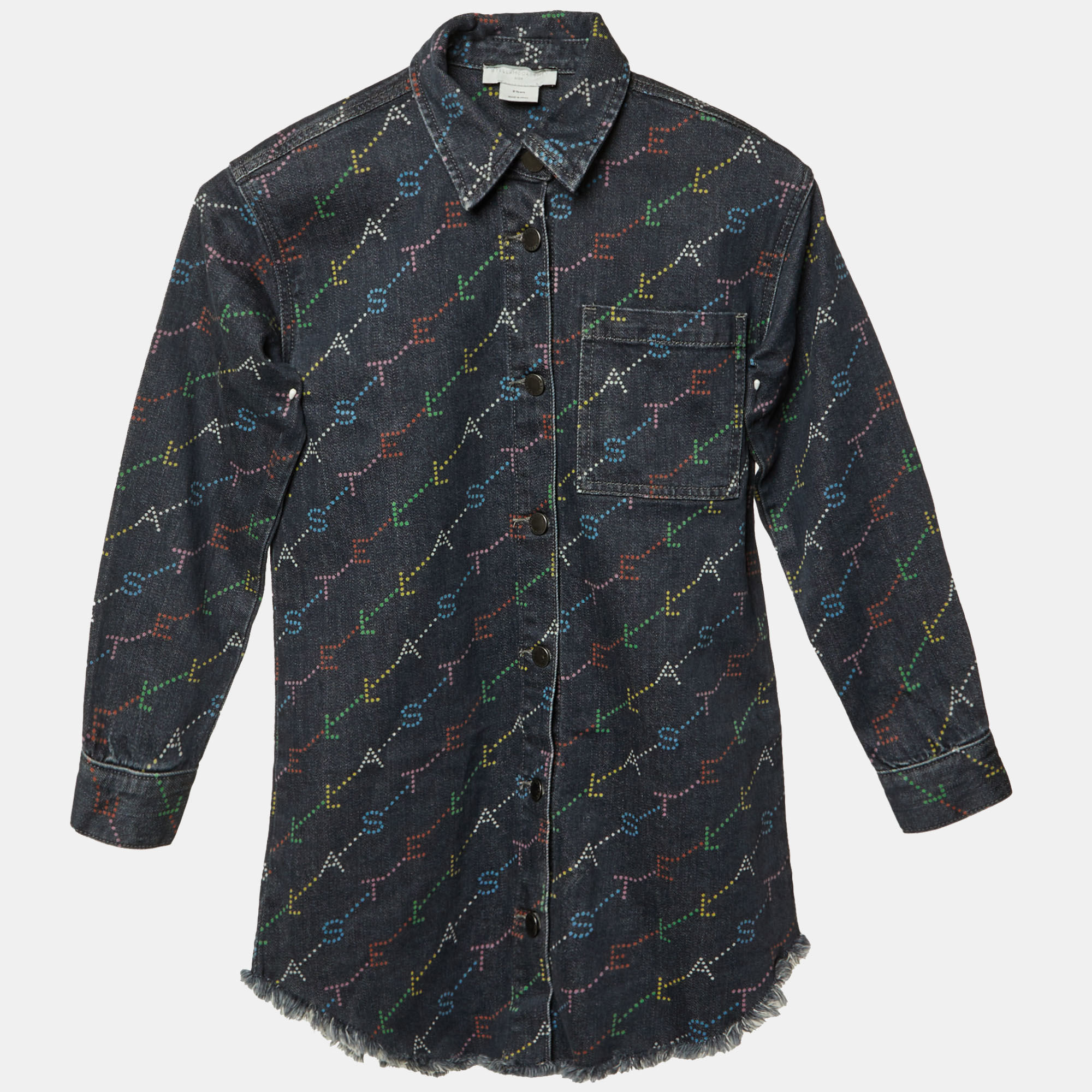 

Stella McCartney Kids Grey Logo Print Denim Dress 8 Yrs