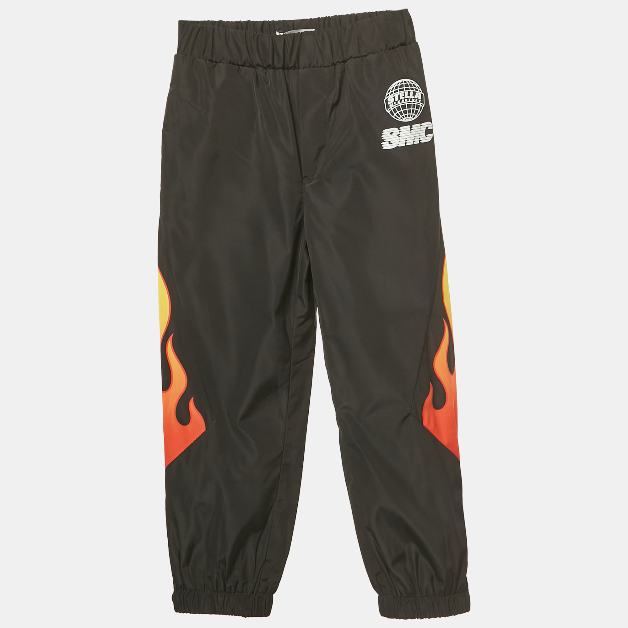 Pre-owned Stella Mccartney Kids Black Bmc Flame Print Synthetic Joggers 6yrs