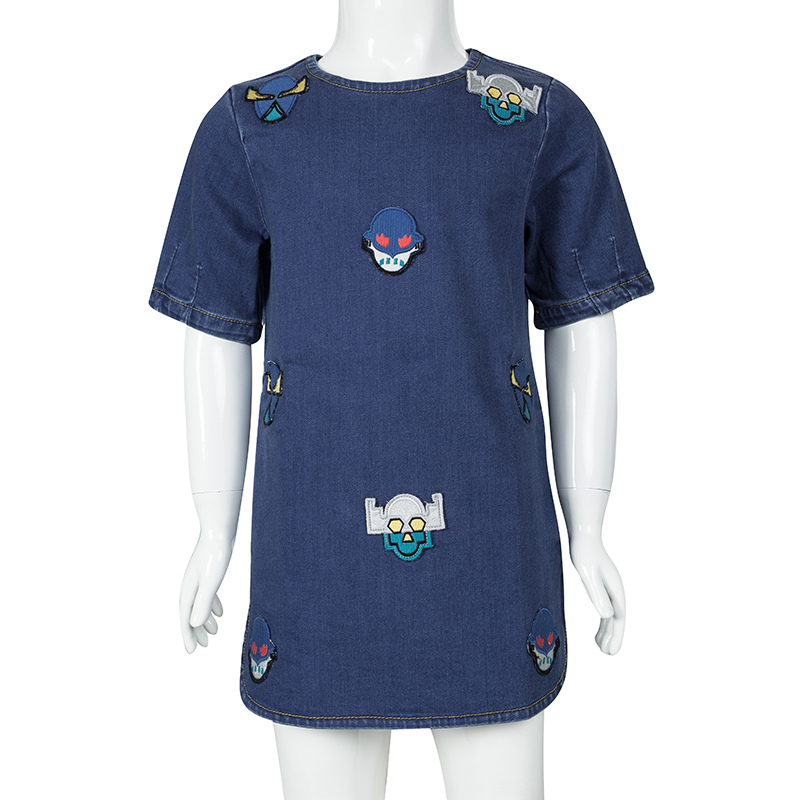 

Stella McCartney Kids Indigo Denim Superhero Applique Detail Short Sleeve Dress 5 Yrs, Blue